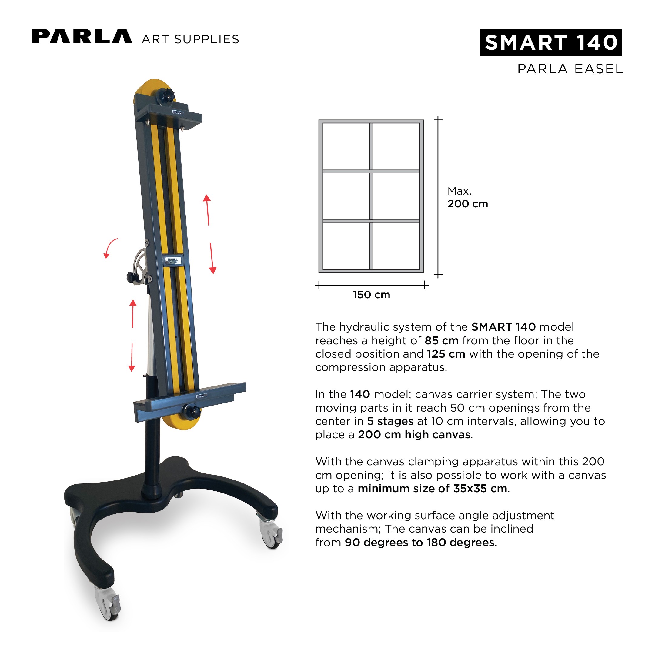 Smart Series Easel 140: Professional Portable Special Design Easel Stand for Artists and Museums