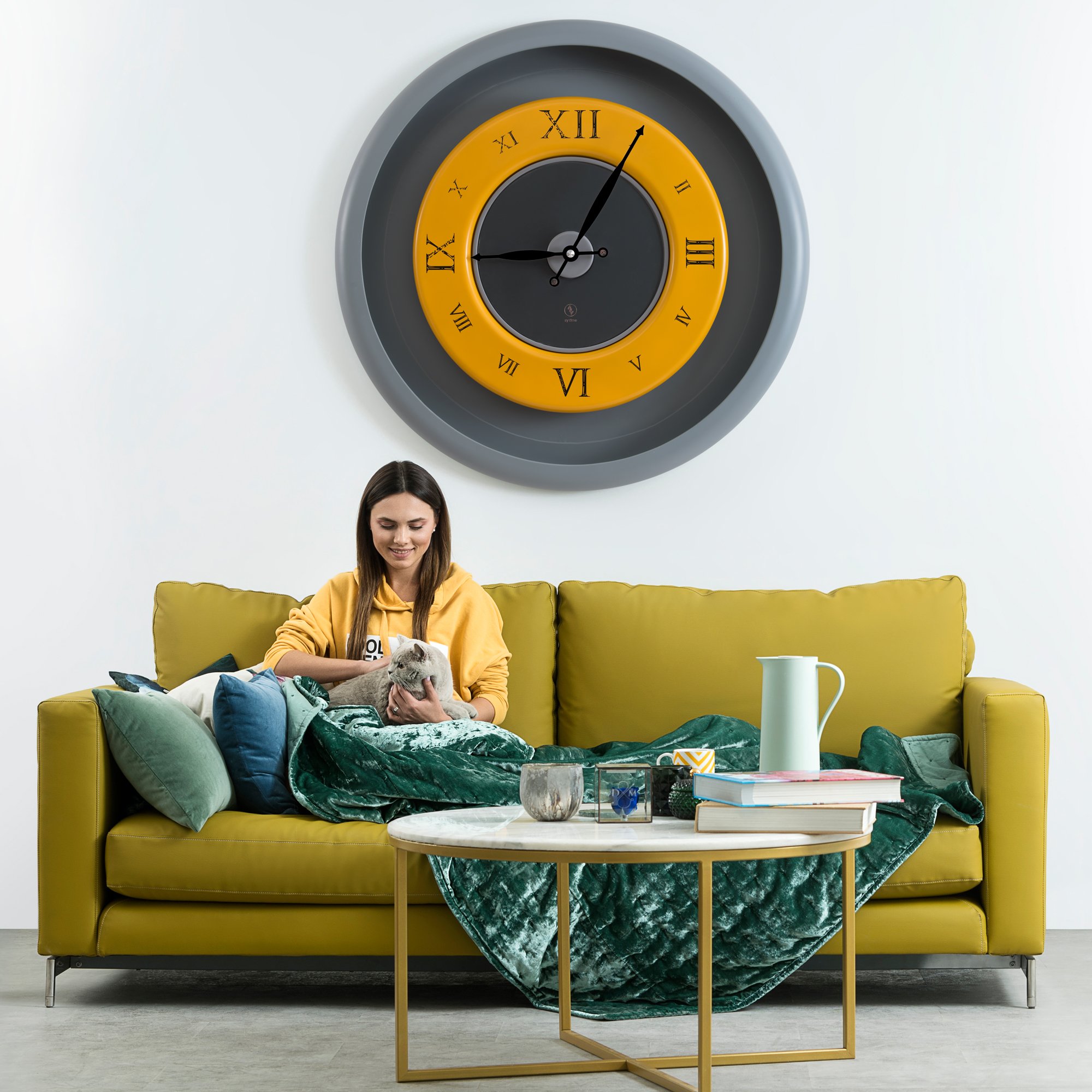 SY Time Zeugma 120 CM Wall Clock Patented Magnetic Dial System, Adjustable Hands, Fiberglass and Aluminum Design