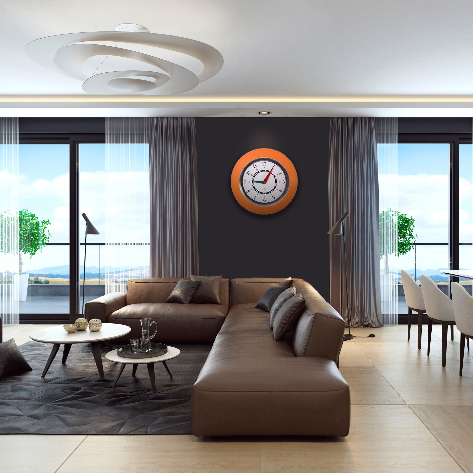 SY Time Urartu 80 CM Wall Clock - 7225 Patented Magnetic Dial System, Adjustable Hands, Fiberglass and Aluminum Design