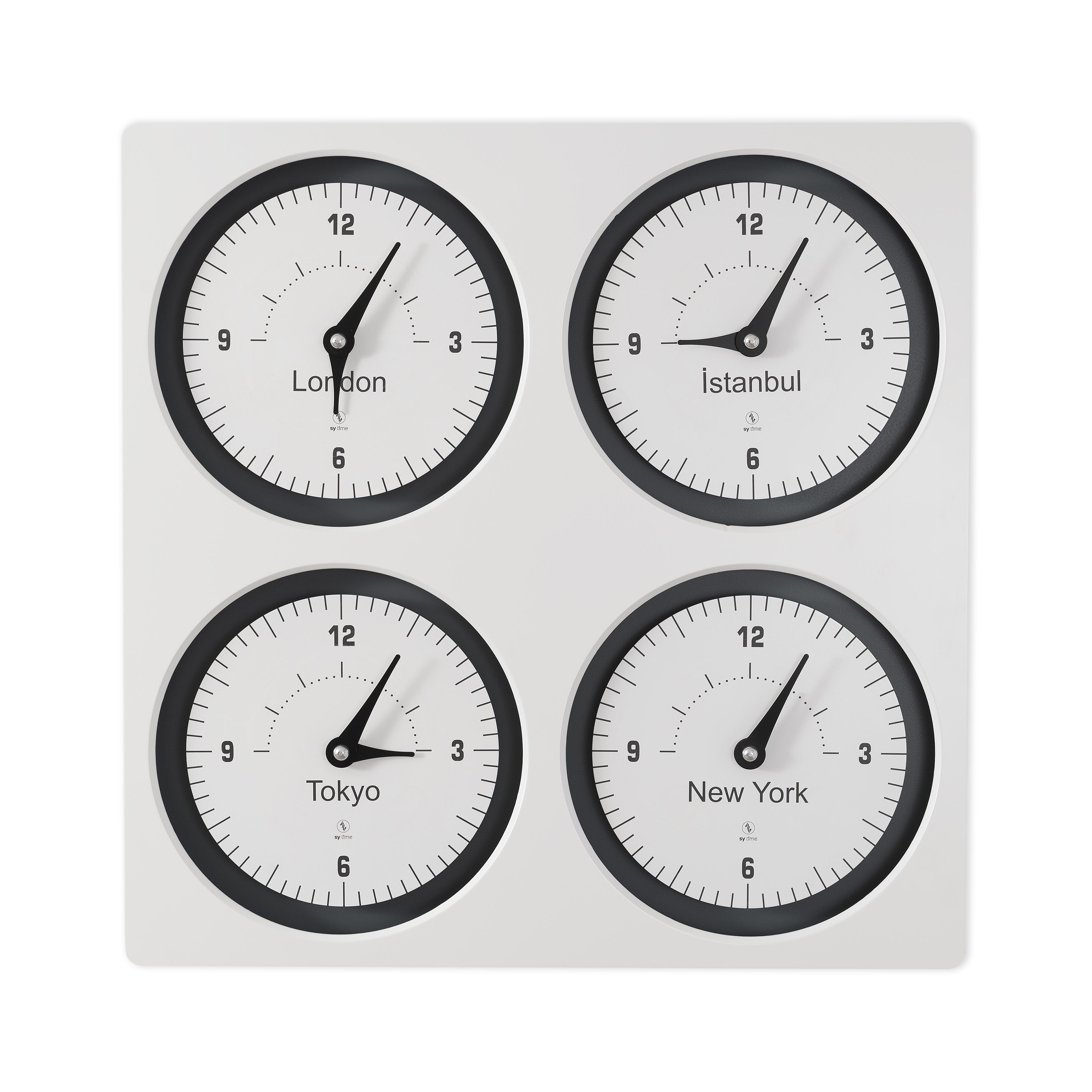 SY Time Tios Hotel Wall Clock / Reception Clock Patented Magnetic Dial System, Adjustable Hands, Fiberglass and Aluminum Design