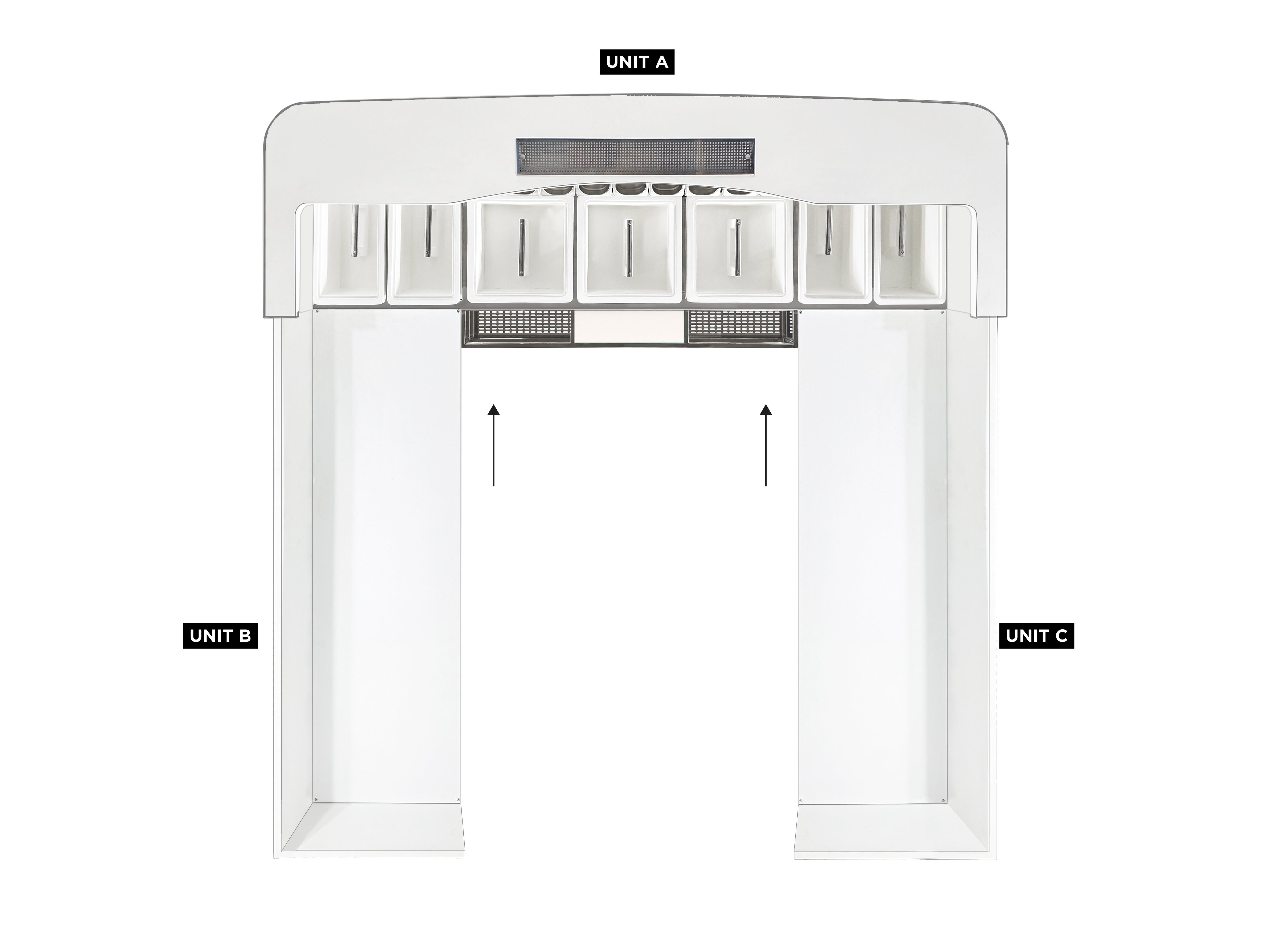 Deluxe Mobile Bar D-300 / Station - Alüminyum, Paslanmaz Çelik ve Fiberglas, Buz Kapları, Oteller veya Etkinlikler için Raflar