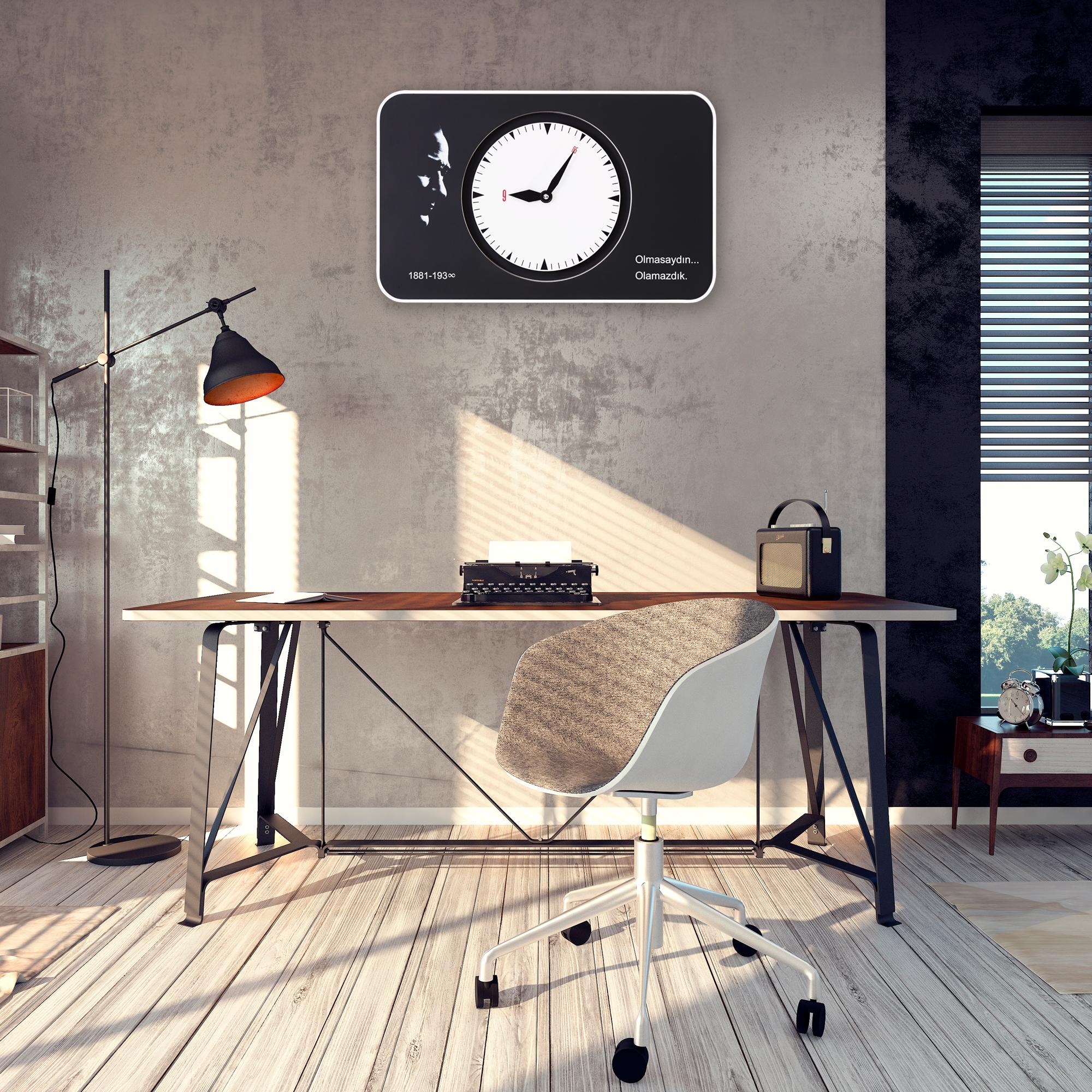 Bandırma Wall Clock 80 CM Patented Magnetic Dial System, Adjustable Hands, Fiberglass and Aluminum Design