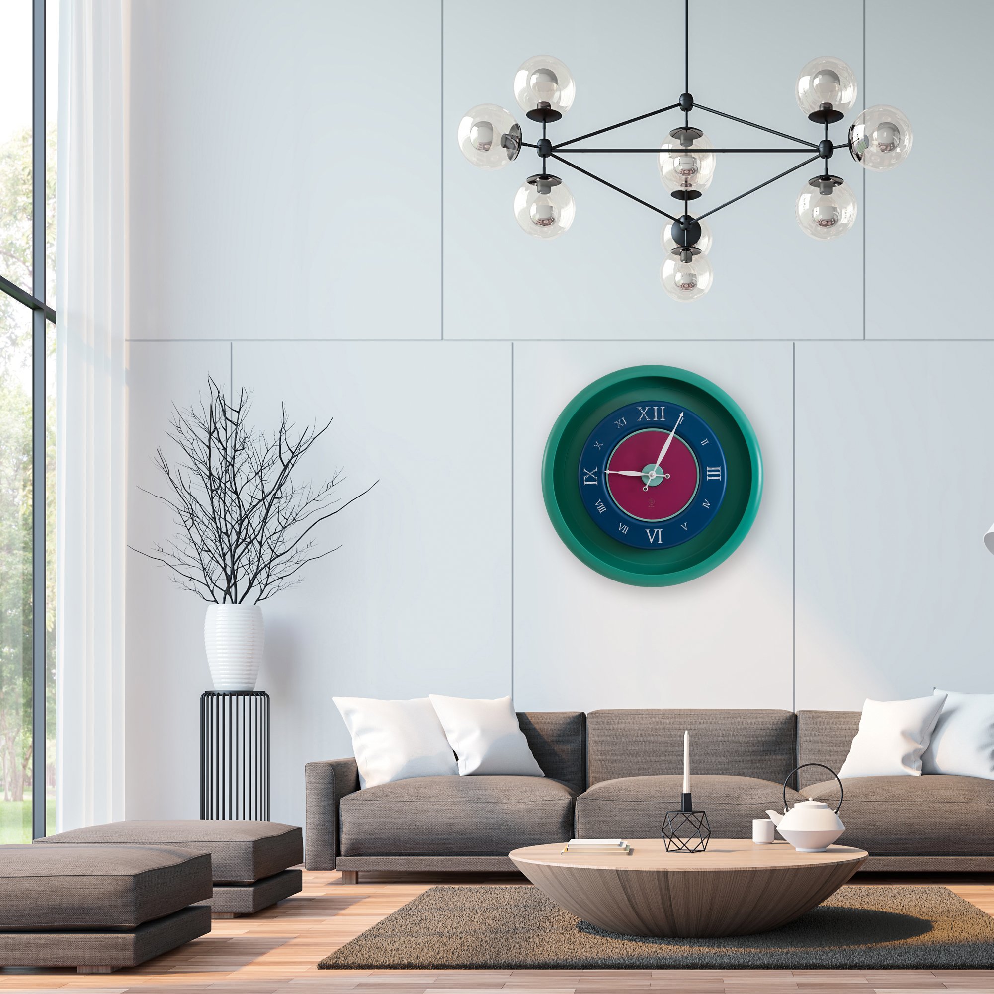 SY Time Zeugma 120 CM Duvar Saati - 7546 Patentli Manyetik Kadran Sistemi, Ayarlanabilir Kollar, Fiberglas ve Alüminyum Tasarım