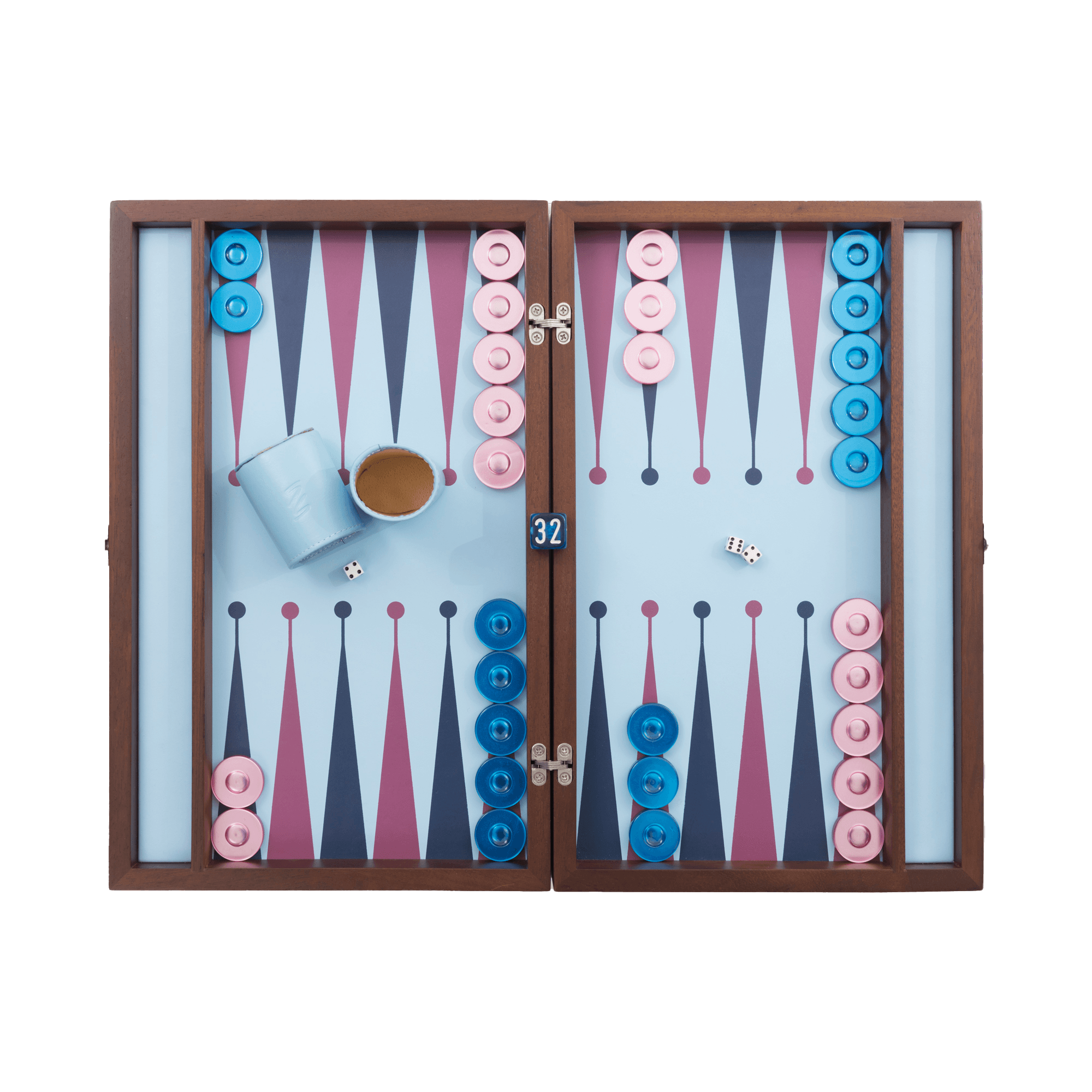 Merba Tavla 32 Handmade Backgammon Set - Personalized Premium with Ultramarine Leather, Custom Name and Logo, High Quality Wooden Board