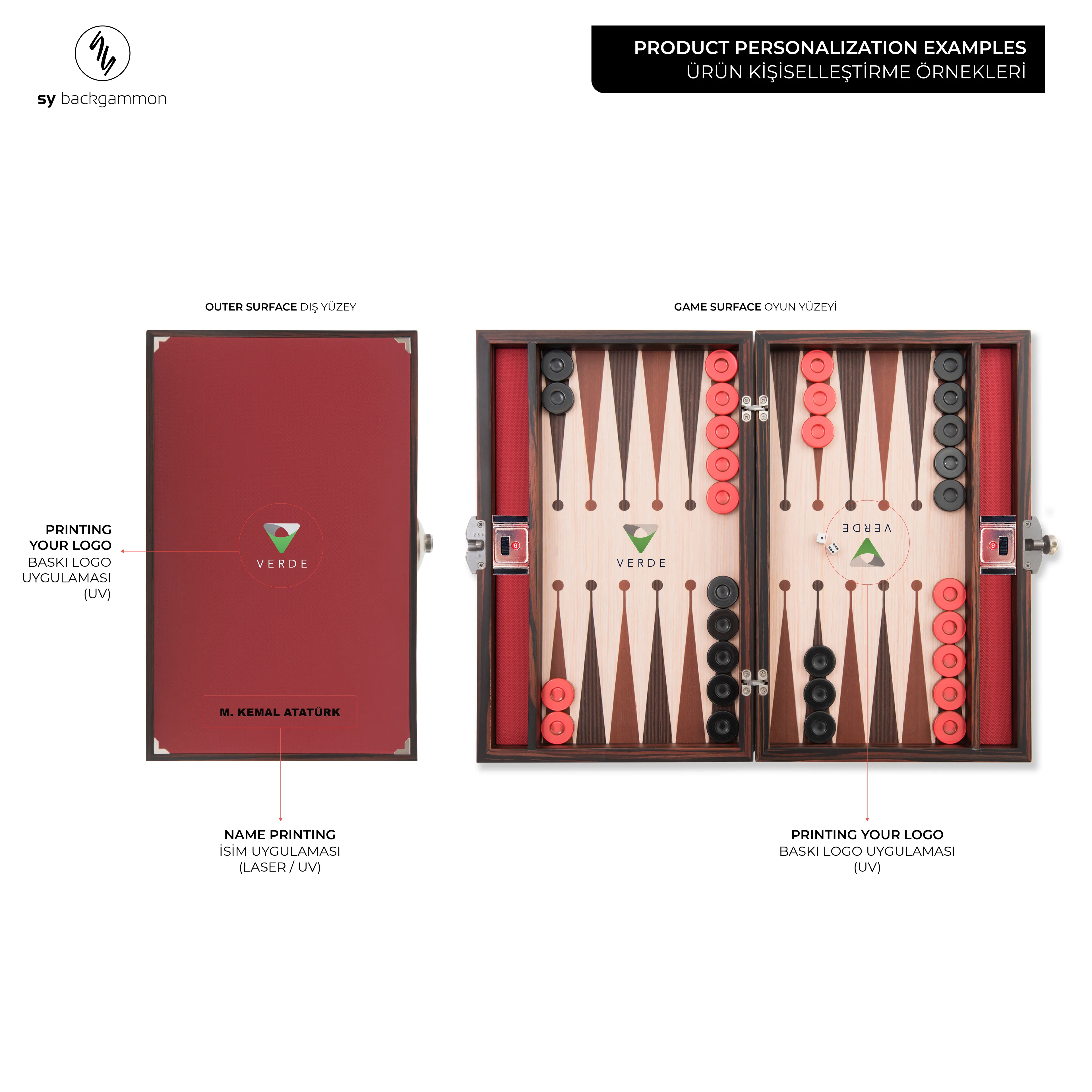 Era Tavla 32 El Yapımı Tavla Takımı - Ultramarin Deri ile Kişiselleştirilmiş Premium, Özel İsim ve Logo, Yüksek Kaliteli Ahşap Tahta - 964