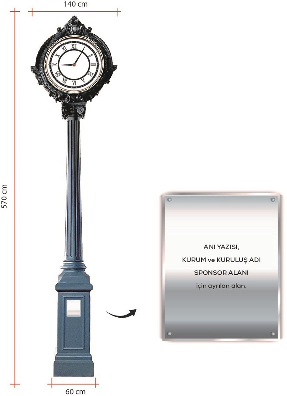 PERA Street Clock 570 CM Patented Magnetic Dial System, Adjustable Hands, Fiberglass and Aluminum Design