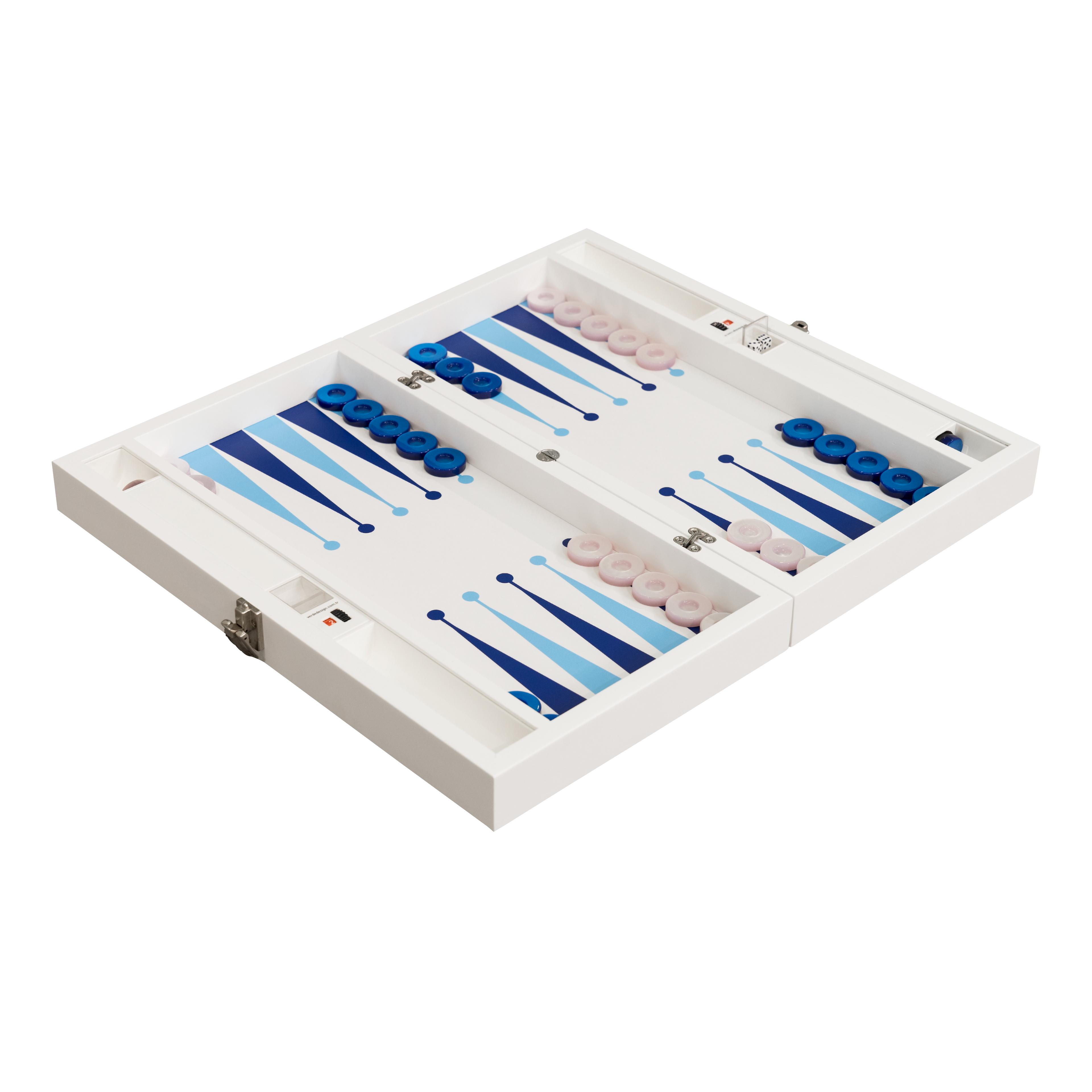 Era Backgammon 35 Handmade Backgammon Set - Personalized Premium with Ultramarine Leather, Custom Name and Logo, High Quality Wooden Board