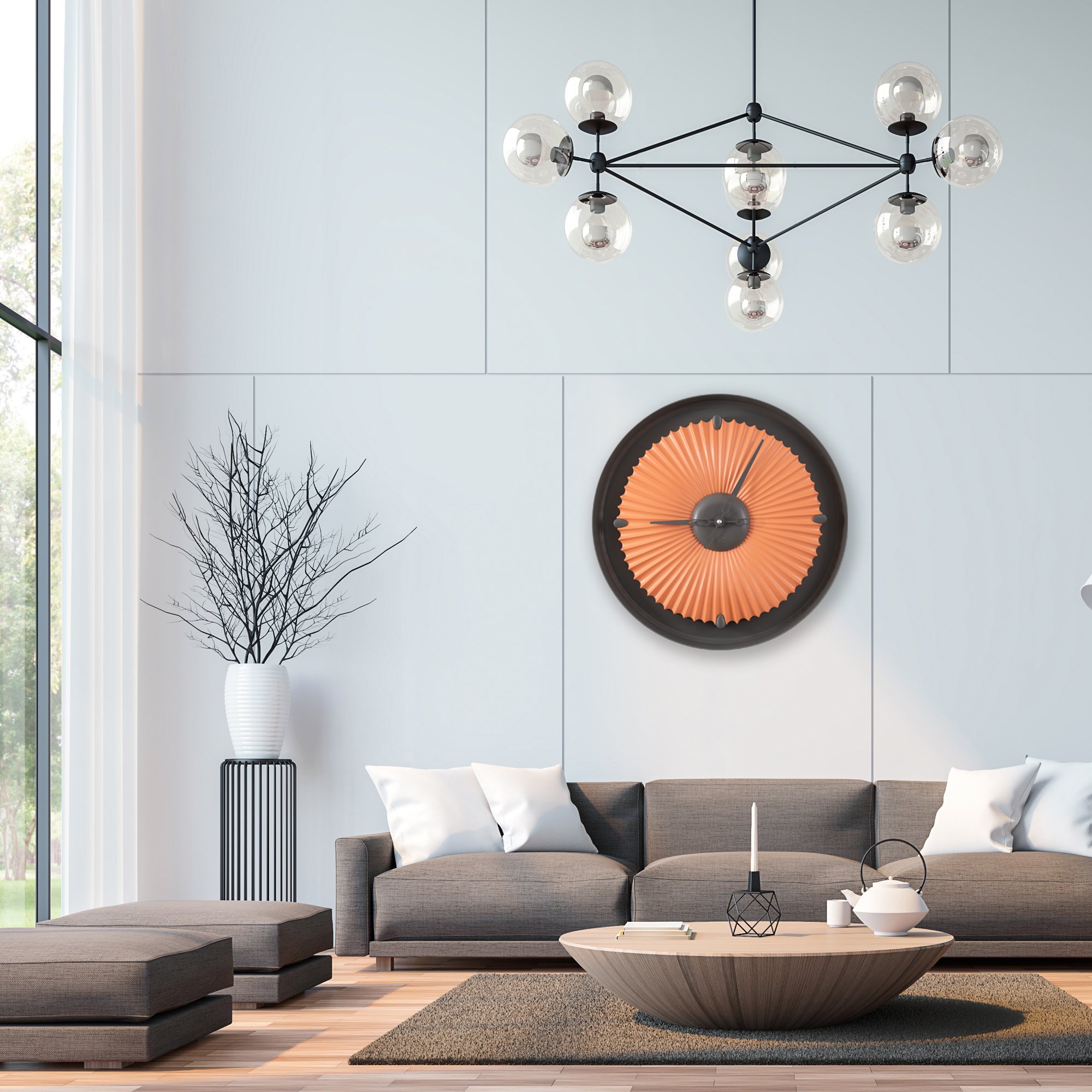 SY Time Foça 120 CM Wall Clock Patented Magnetic Dial System, Adjustable Hands, Fiberglass and Aluminum Design