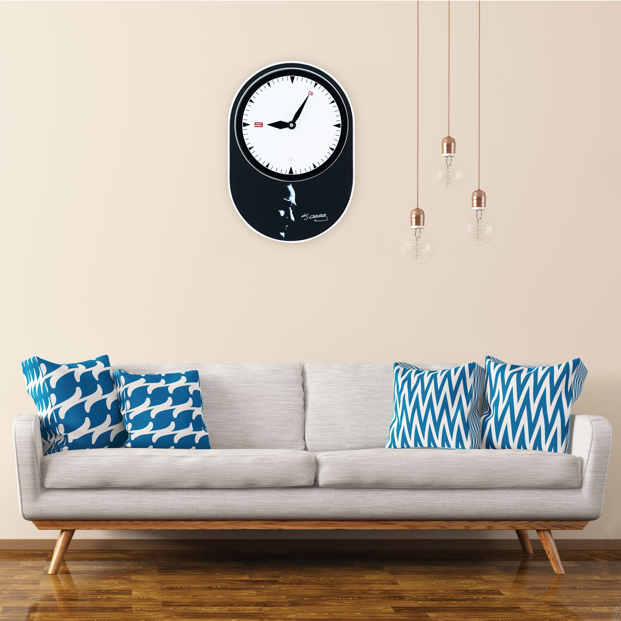 Dolmabahçe Wall Clock 64 CM Patented Magnetic Dial System, Adjustable Hands, Fiberglass and Aluminum Design