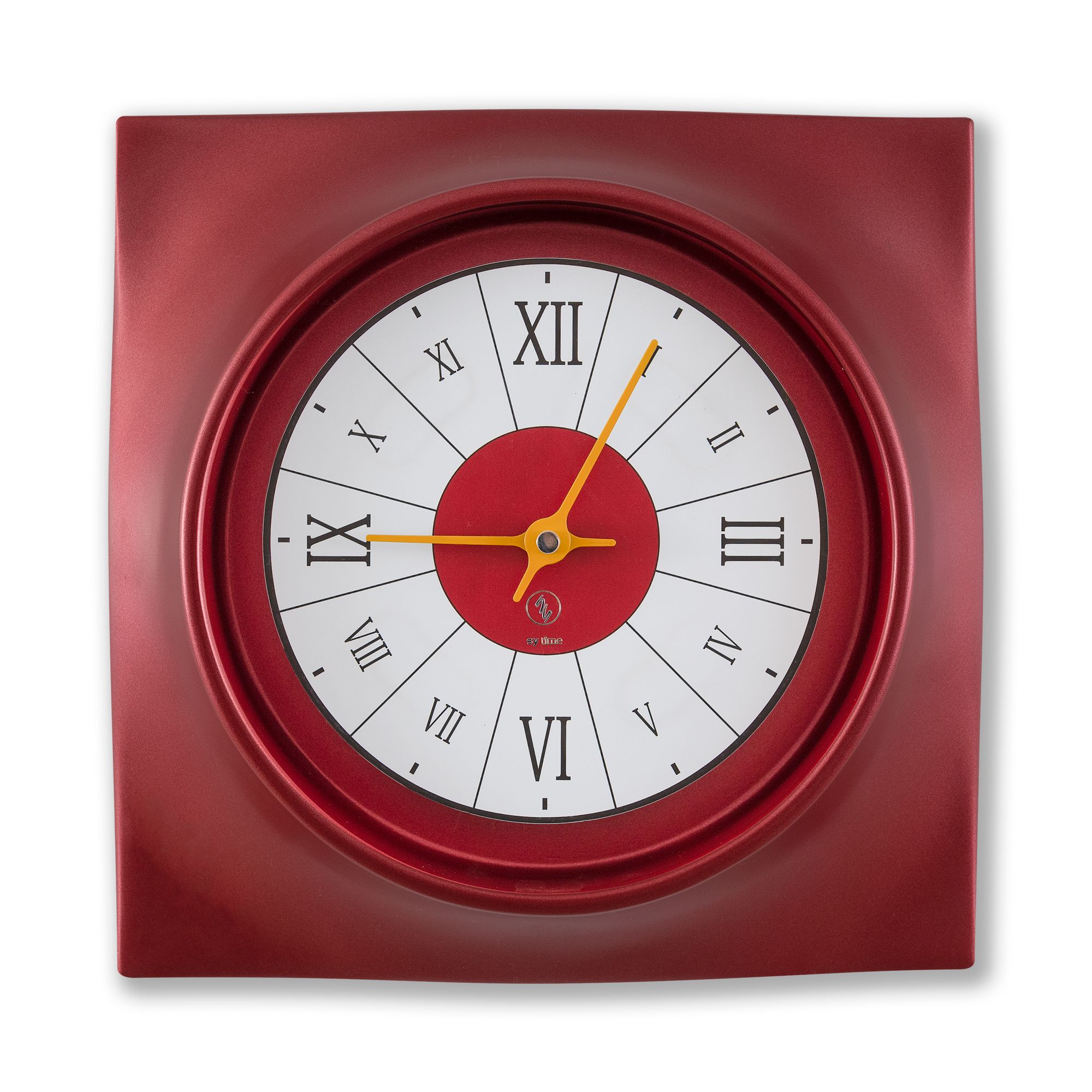 SY Time Avşa 40 CM Wall Clock Patented Magnetic Dial System, Adjustable Hands, Fiberglass and Aluminum Design - Red-Metallic