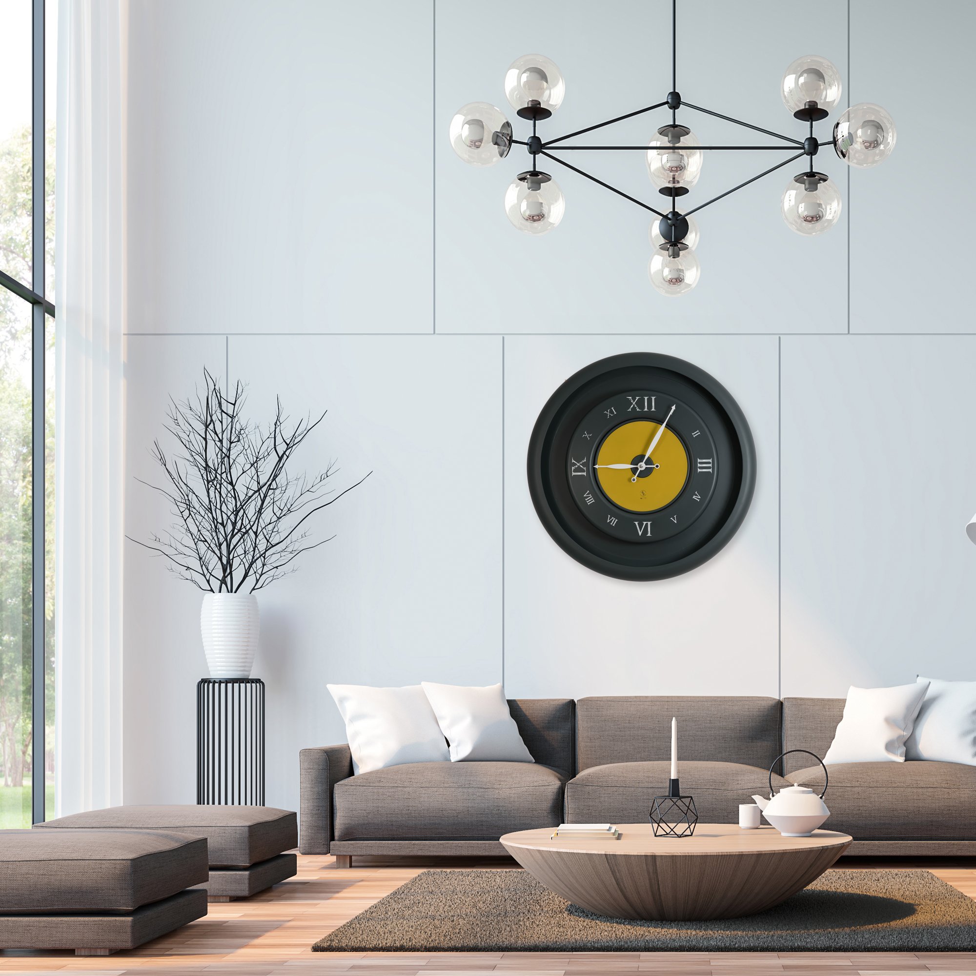 SY Time Zeugma 120 CM Duvar Saati - 8796 Patentli Manyetik Kadran Sistemi, Ayarlanabilir Kollar, Fiberglas ve Alüminyum Tasarım