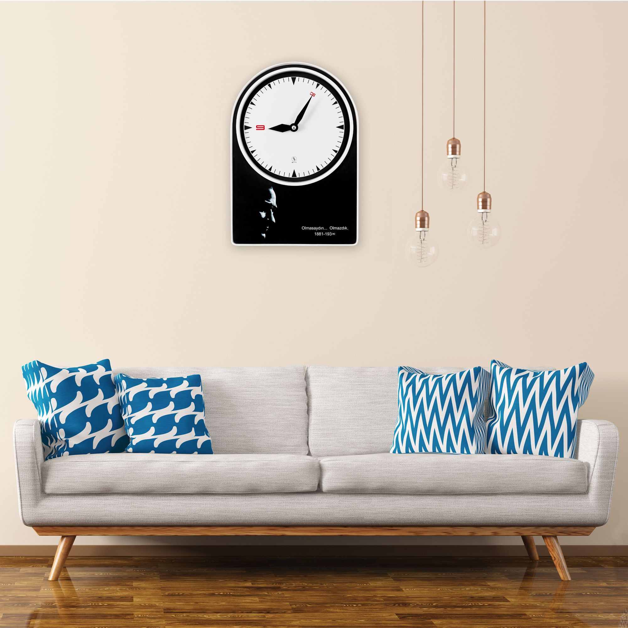 Thessaloniki Wall Clock 64 CM Patented Magnetic Dial System, Adjustable Hands, Fiberglass and Aluminum Design