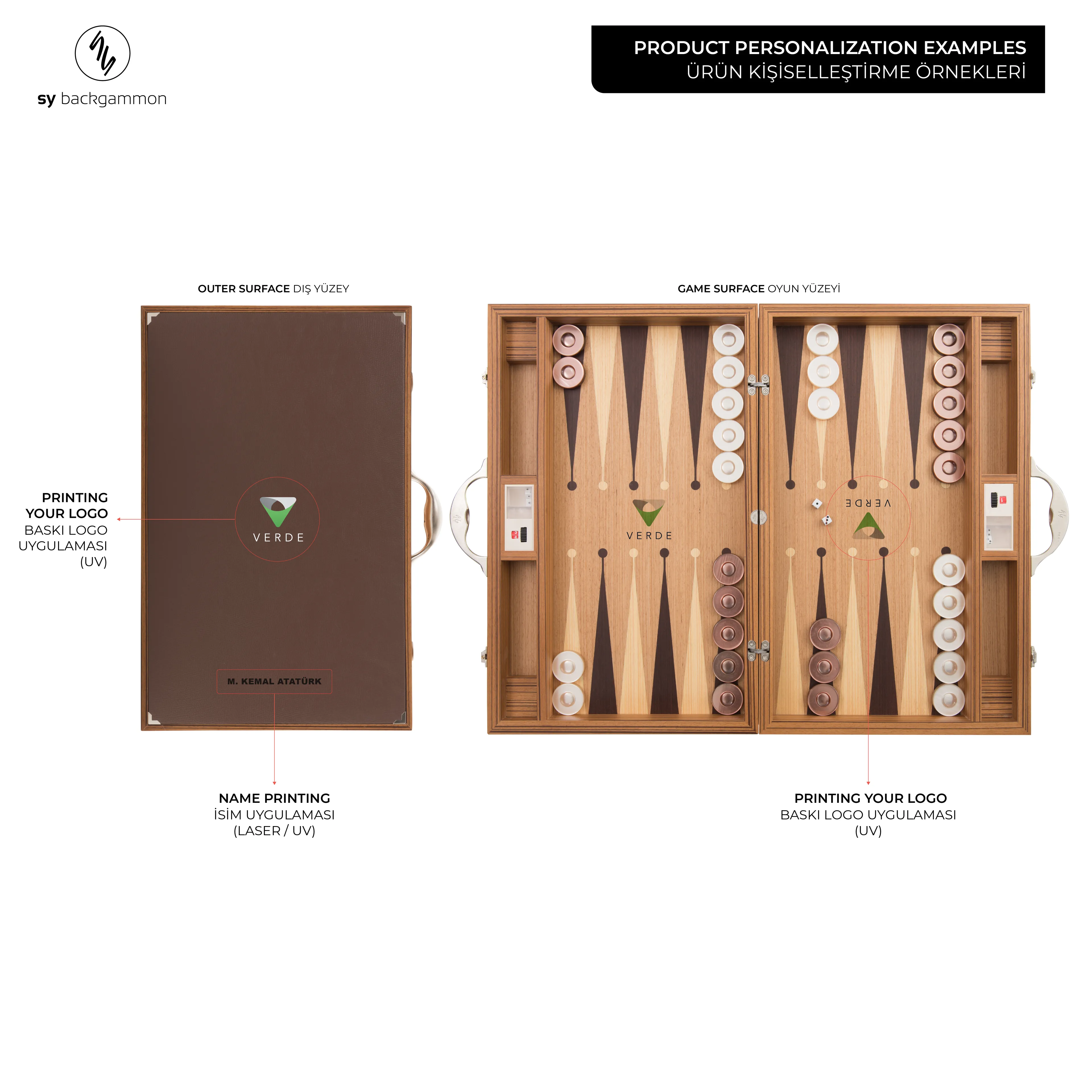 Era Tavla 40 El Yapımı Tavla Takımı - Ultramarin Deri ile Kişiselleştirilmiş Premium, Özel İsim ve Logo, Yüksek Kaliteli Ahşap Tahta - 442