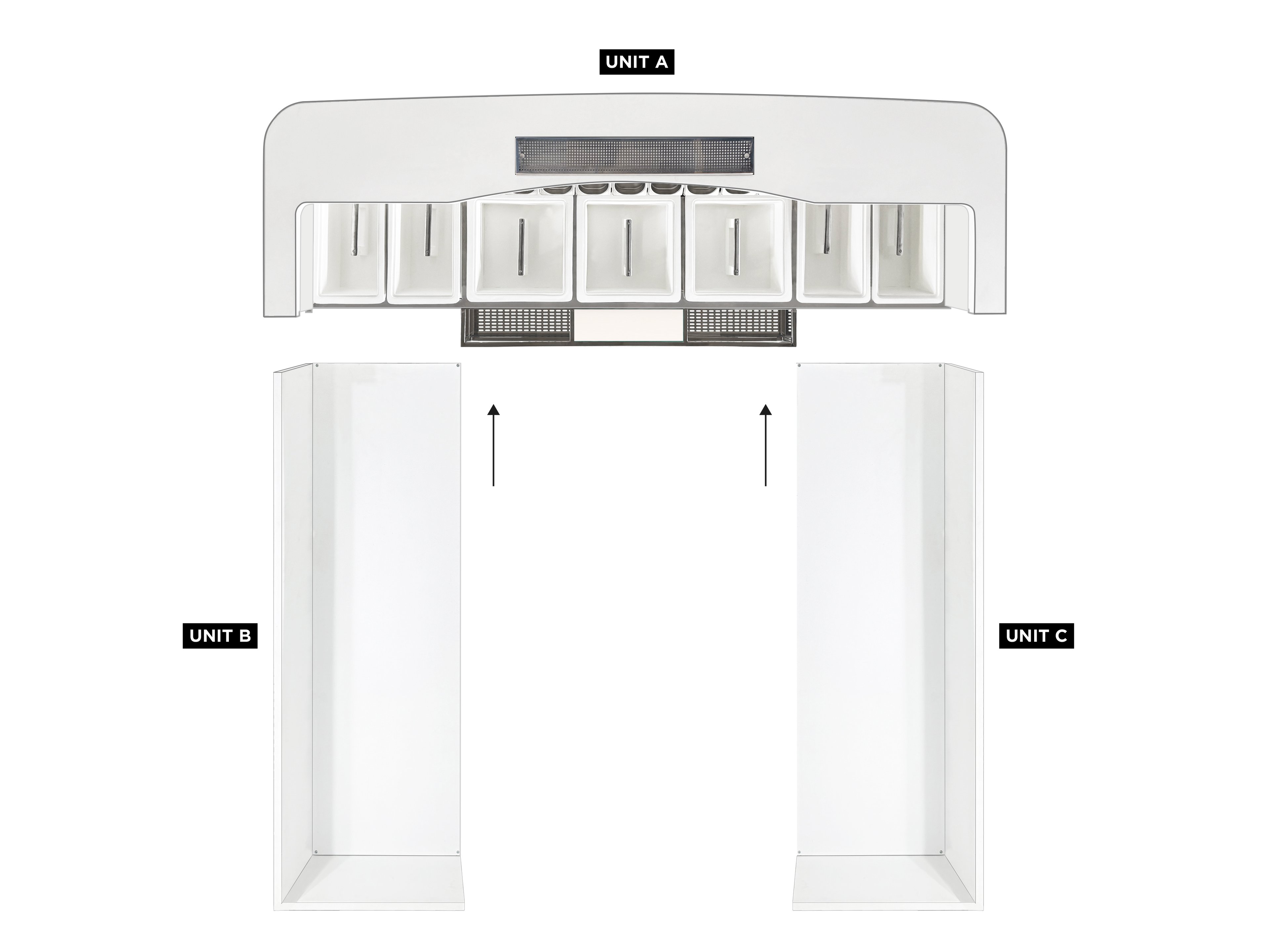 Deluxe Mobile Bar D-300 / Station - Alüminyum, Paslanmaz Çelik ve Fiberglas, Buz Kapları, Oteller veya Etkinlikler için Raflar