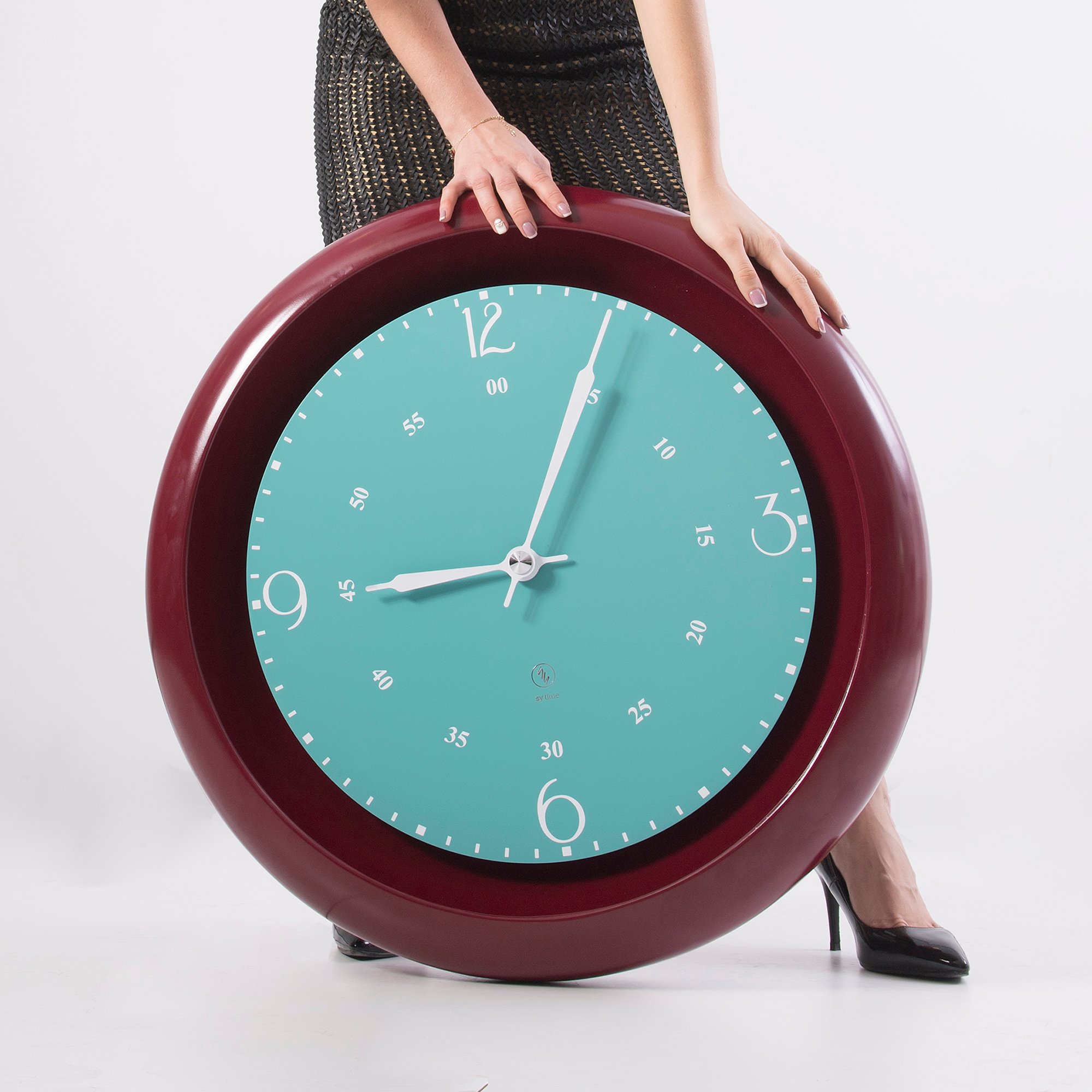 SY Time İbora 70 CM Wall Clock - 7027 Patented Magnetic Dial System, Adjustable Hands, Fiberglass and Aluminum Design