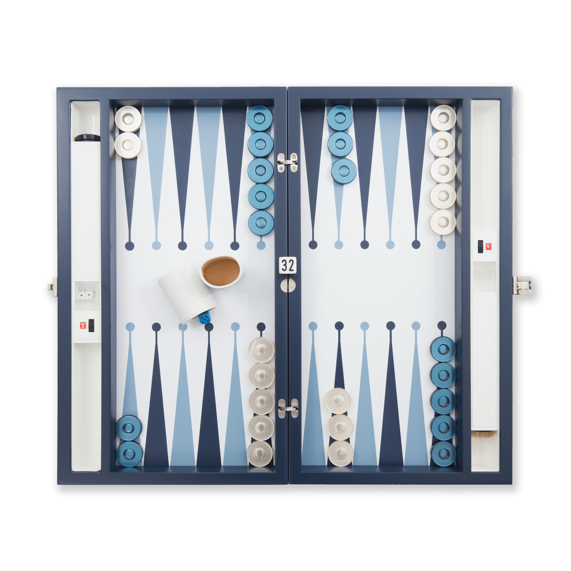 Merba Tavla 35 Handmade Backgammon Set - Personalized Premium with Ultramarine Leather, Custom Name and Logo, High Quality Wooden Board - 886