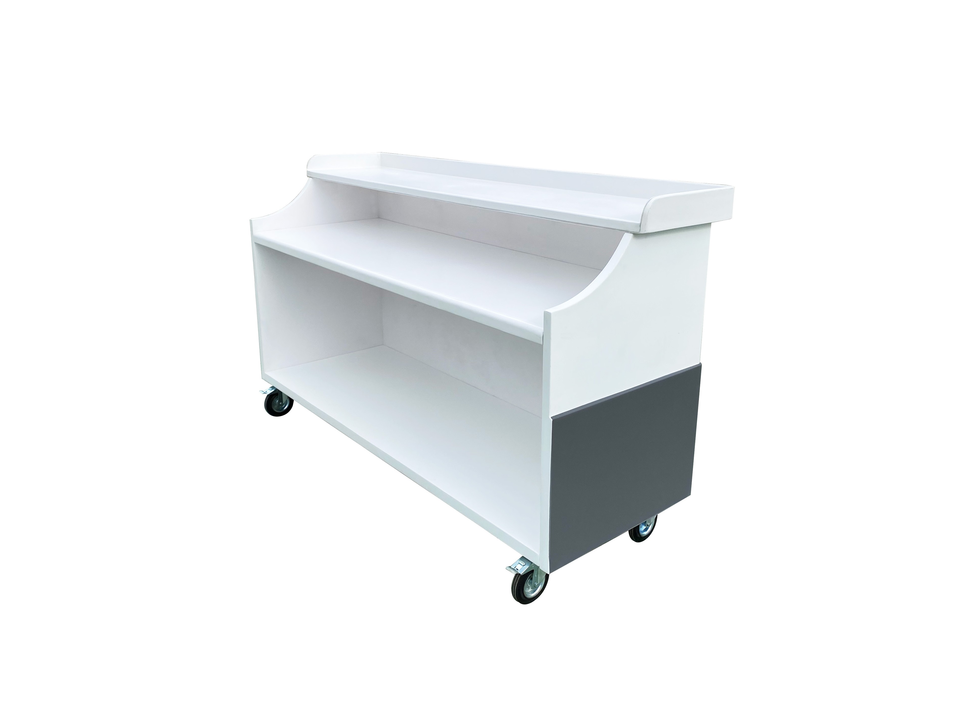 Deluxe Mobile Bar - Stainless Steel and Fiberglass, Ice Bowls, Shelves for Hotels or Events - M-150