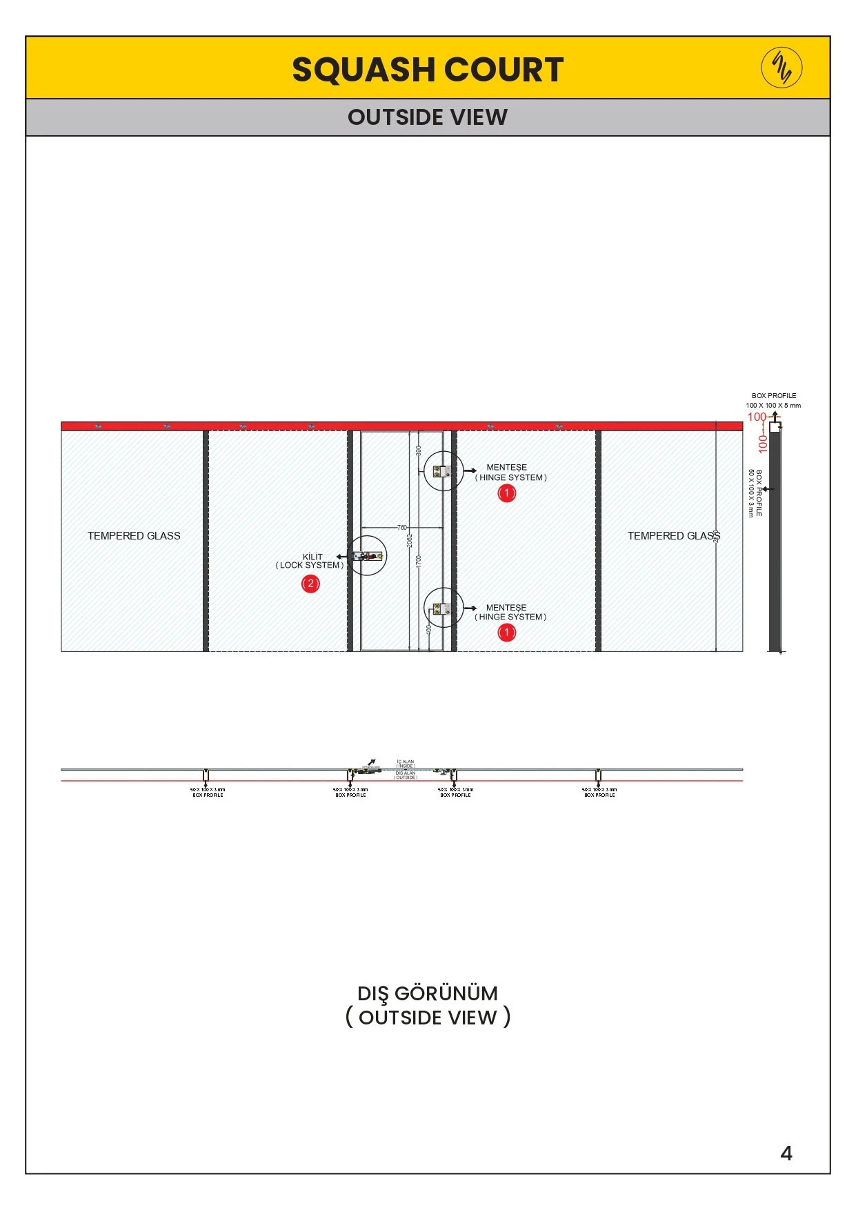 Squash Court Kilit ve Menteşeleri