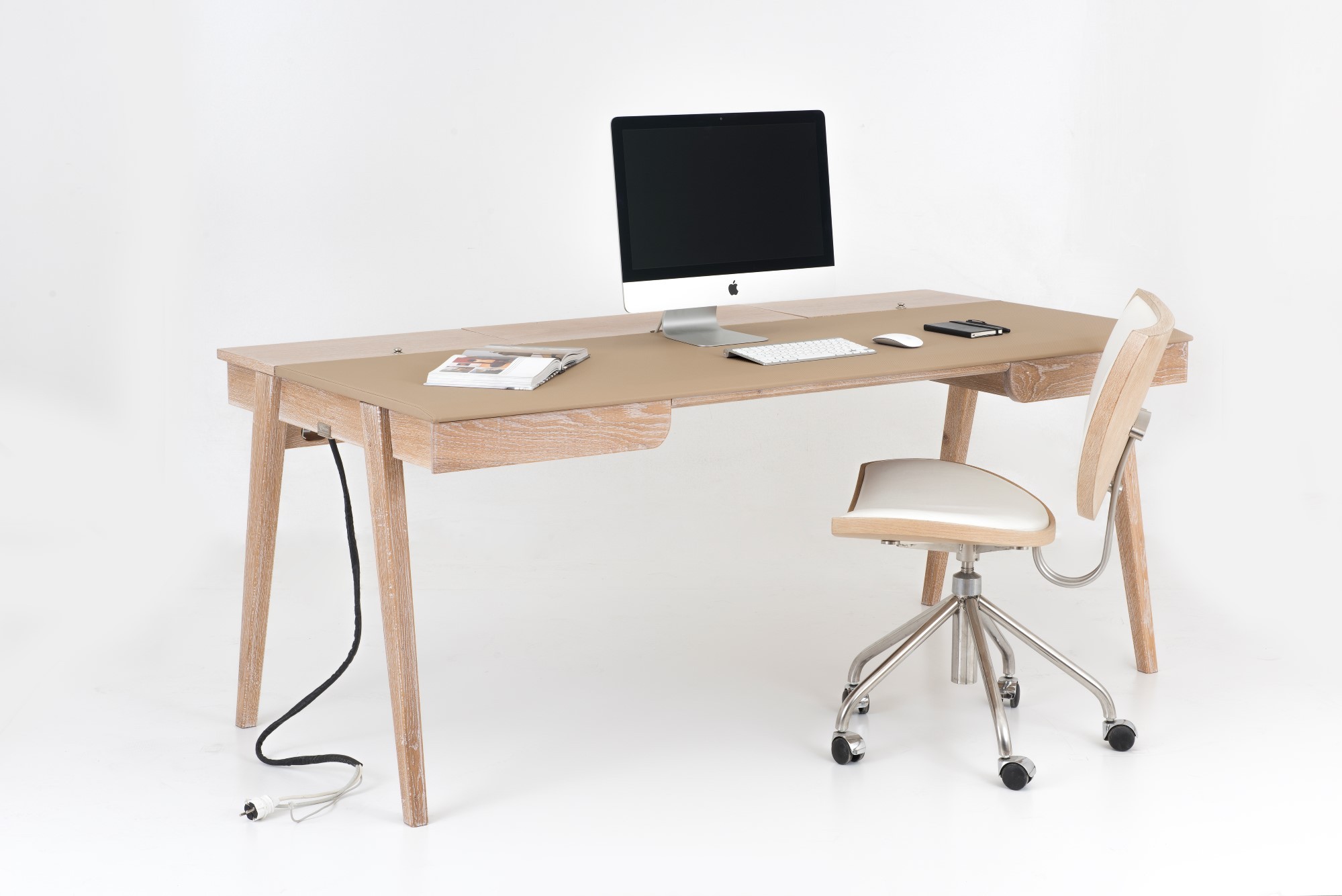 Picta : Study Desk 180 CM - Modern Solid Oak and Walnut Desk for Office, Study Room or Home Use