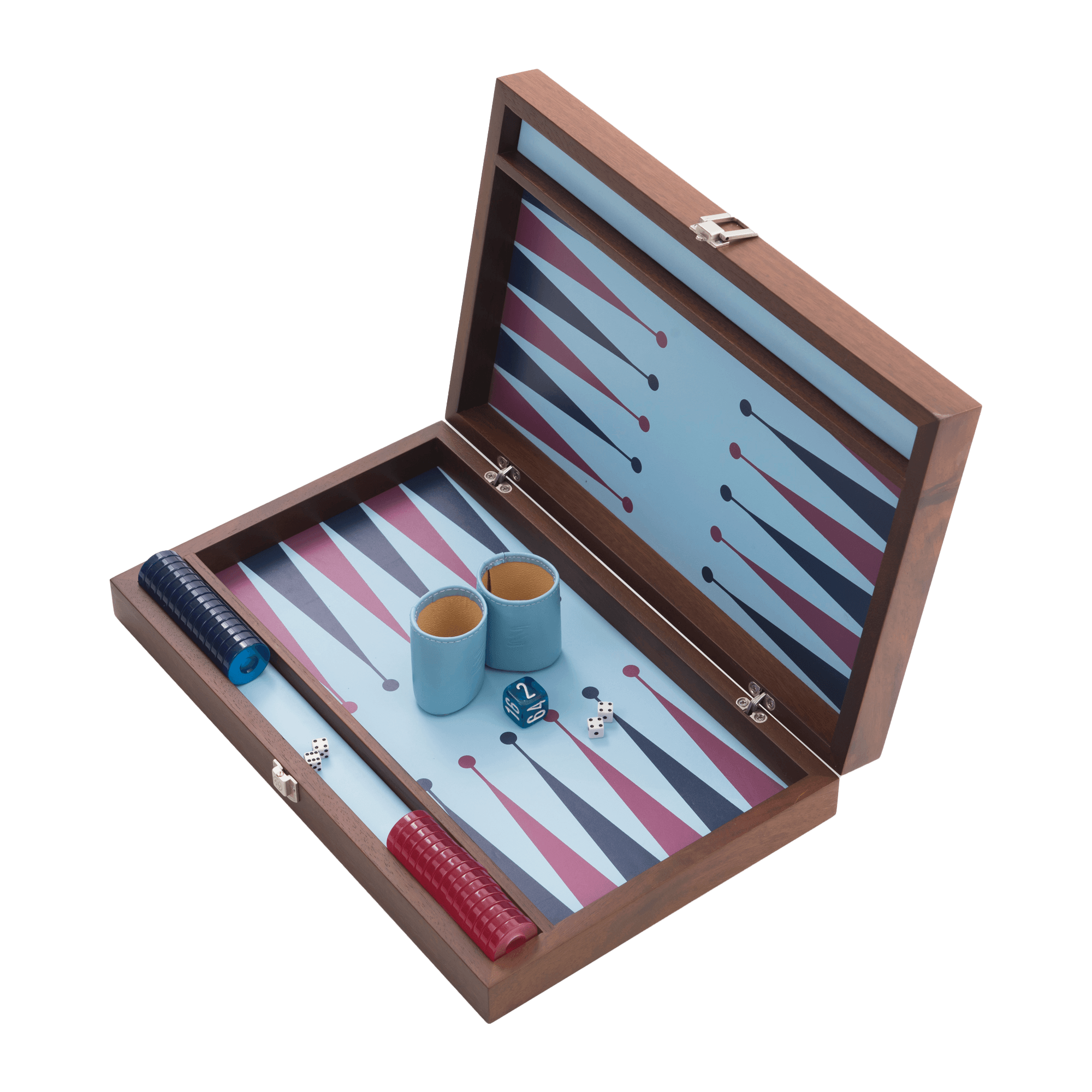 Merba Tavla 32 Handmade Backgammon Set - Personalized Premium with Ultramarine Leather, Custom Name and Logo, High Quality Wooden Board