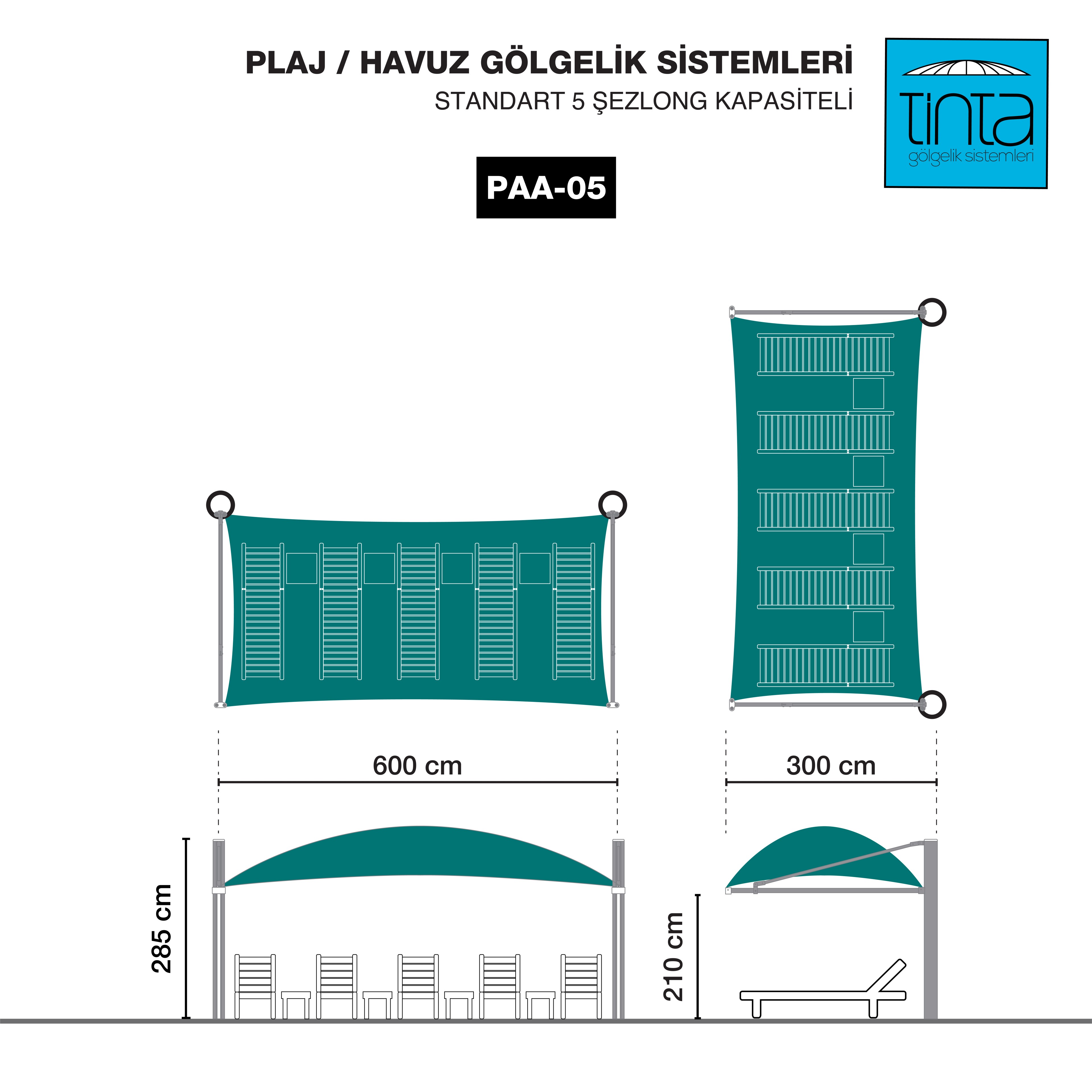 Beach/Pool Shade Systems (Standard 5 Sunbed Capacity)