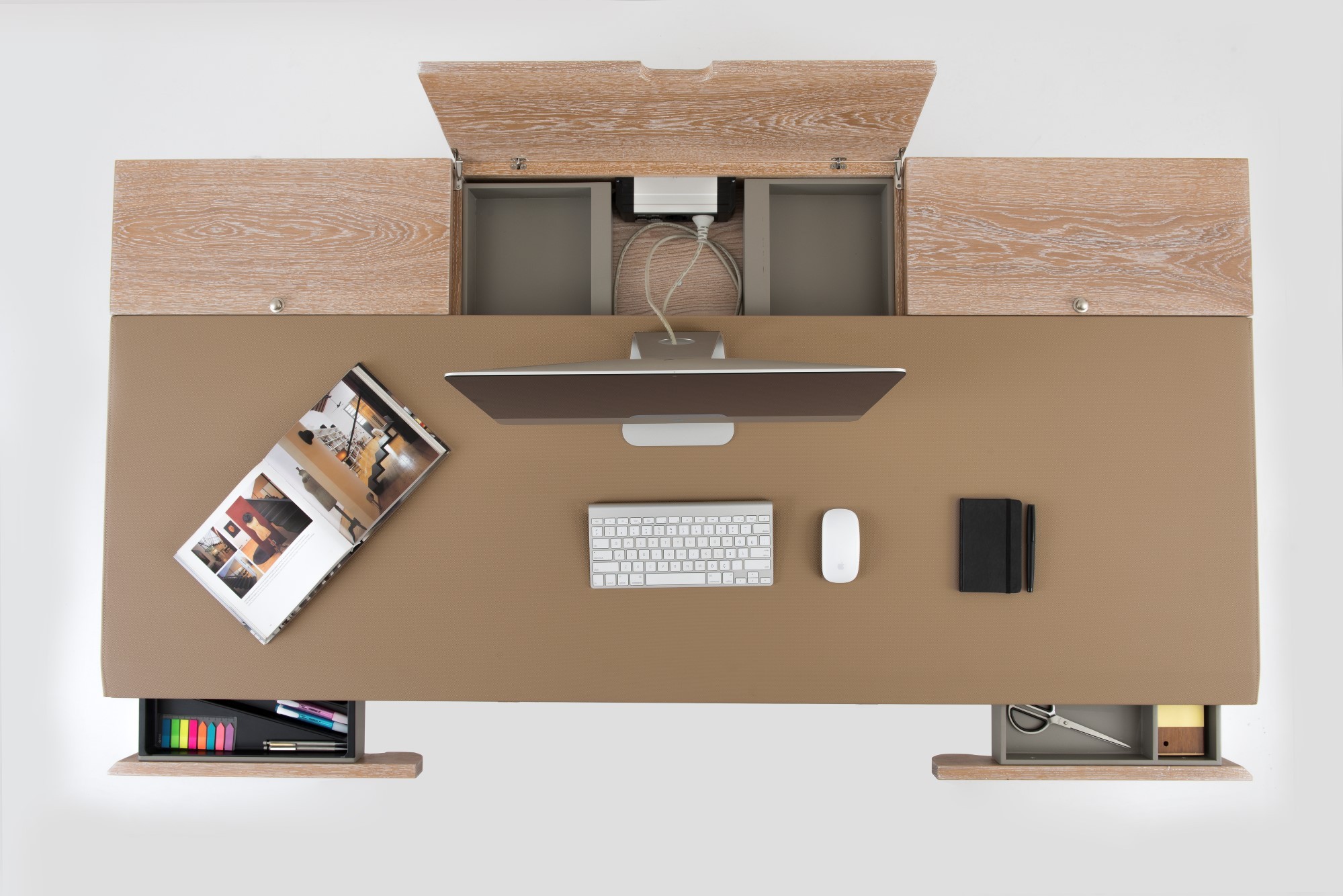 Picta : Study Desk 180 CM - Modern Solid Oak and Walnut Desk for Office, Study Room or Home Use