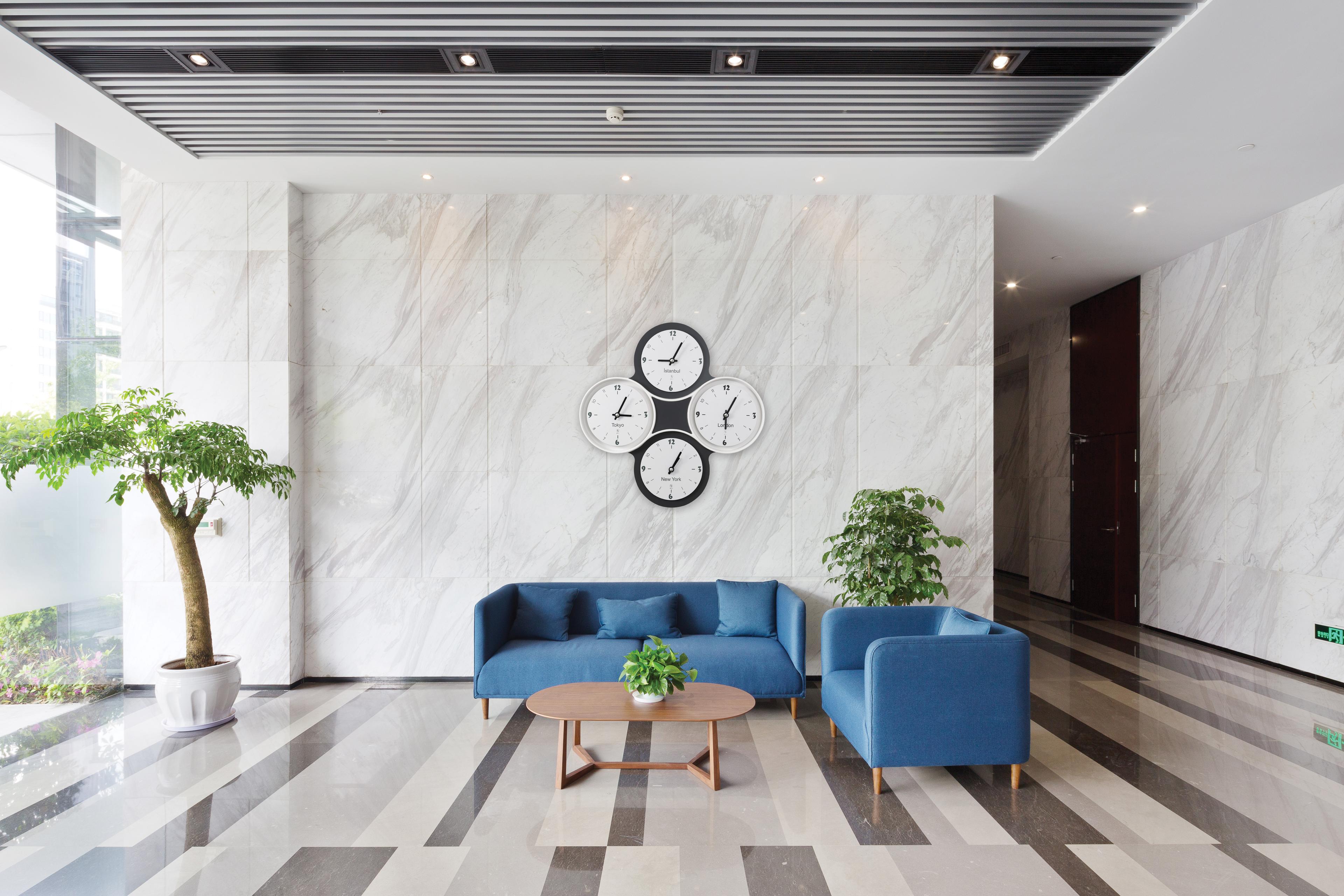 SY Time Alaçatı Hotel Wall Clock / Reception Clock Patented Magnetic Dial System, Adjustable Hands, Fiberglass and Aluminum Design