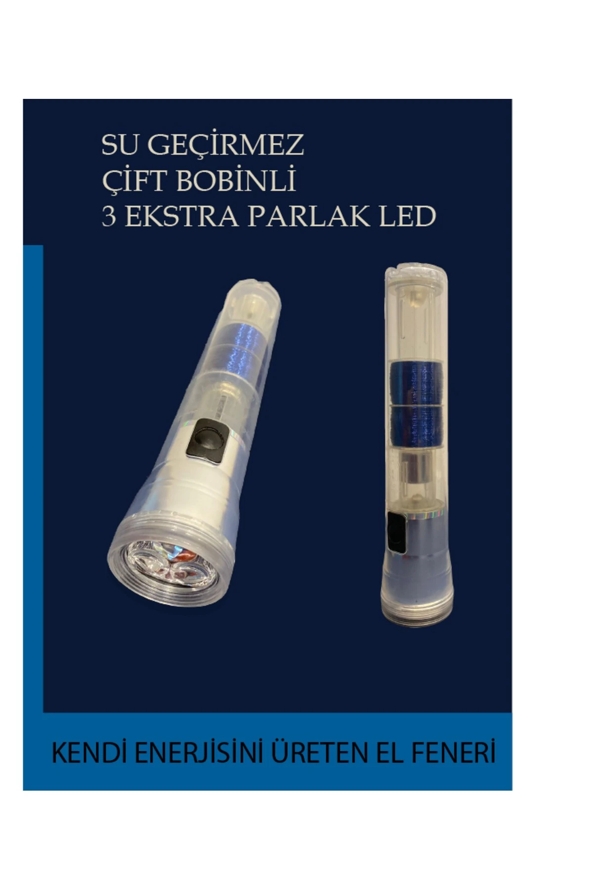 Şarjsız Pilsiz Ultra Güçlü El Feneri, Avcılık,kamp Feneri Deprem Çantalık Kinetik Enerjili El Feneri