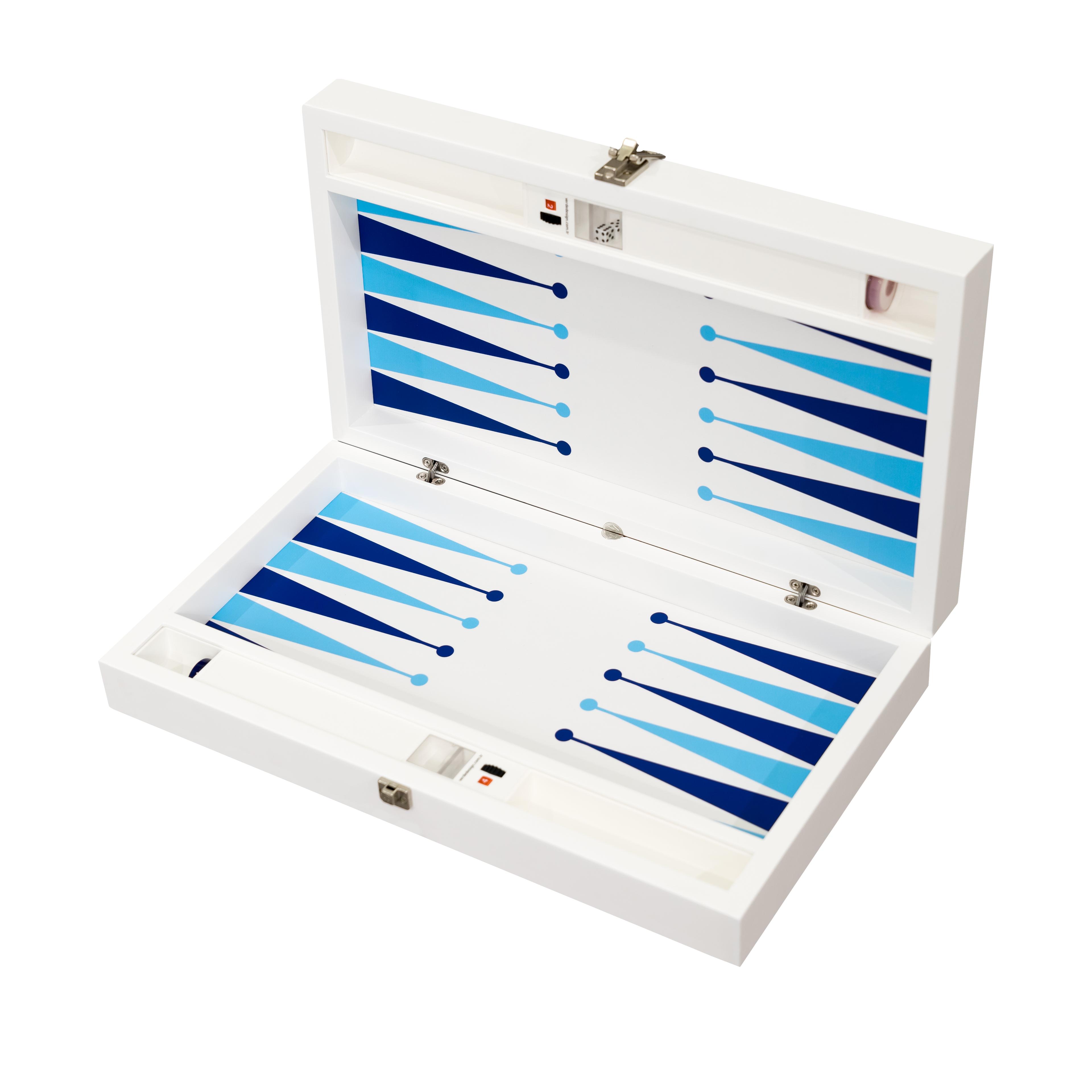 Era Backgammon 35 Handmade Backgammon Set - Personalized Premium with Ultramarine Leather, Custom Name and Logo, High Quality Wooden Board