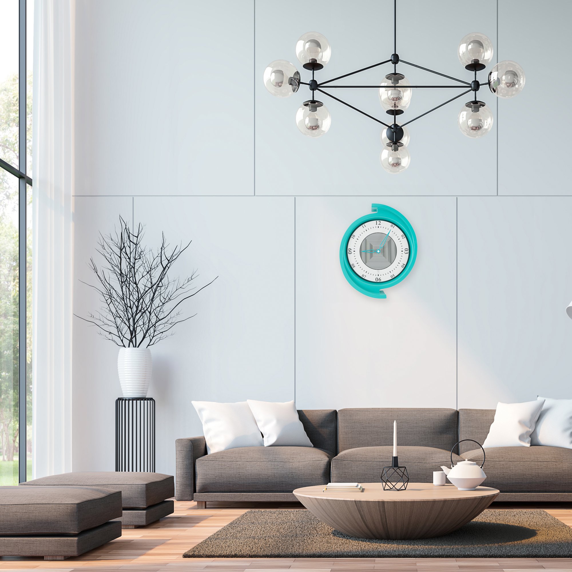 SY Time Pera 80 CM Duvar Saati - 6754 Patentli Manyetik Kadran Sistemi, Ayarlanabilir Kollar, Fiberglas ve Alüminyum Tasarım