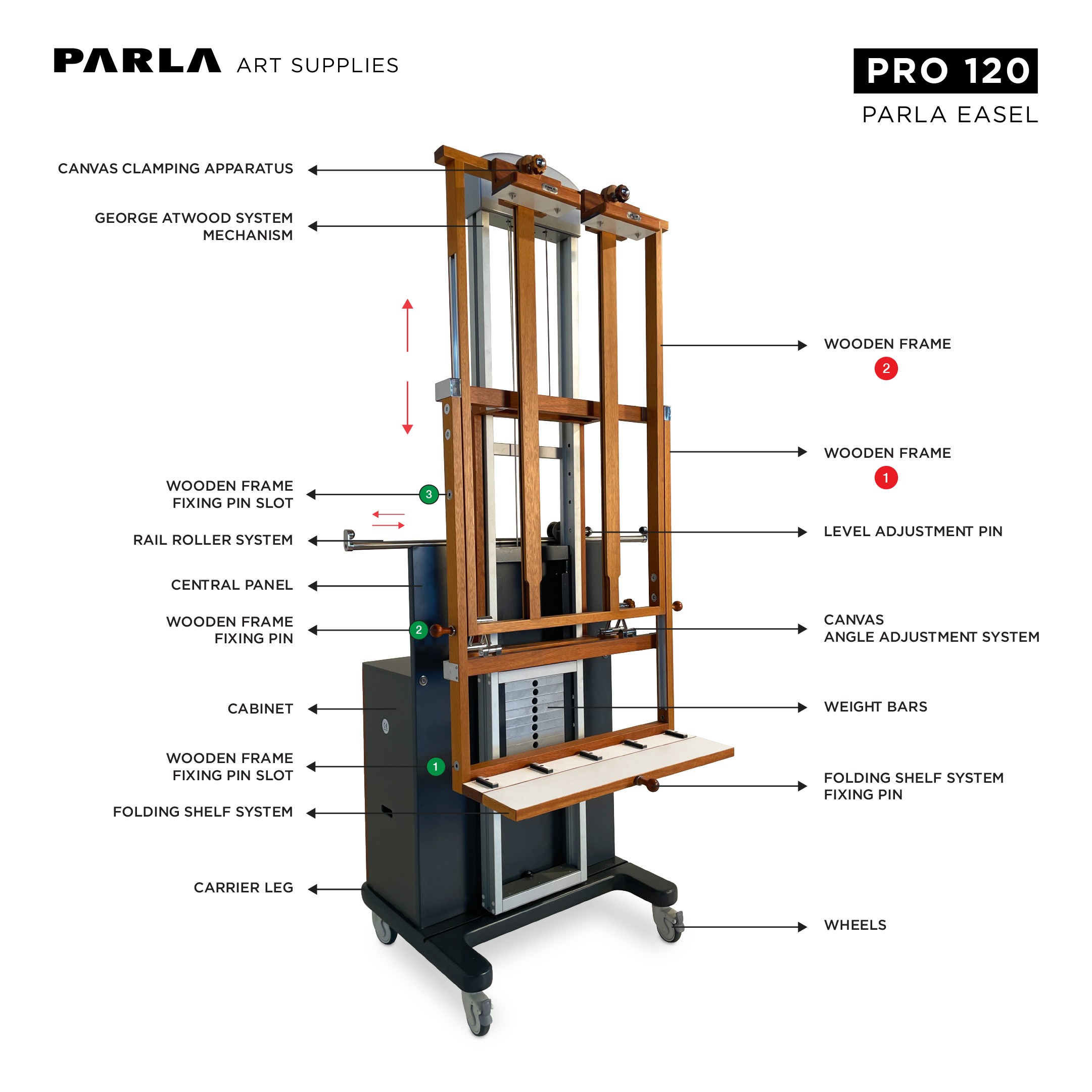 Pro Series Easel 120: Professional Iroko Wooden Portable Special Design Easel Stand for Artists and Museums