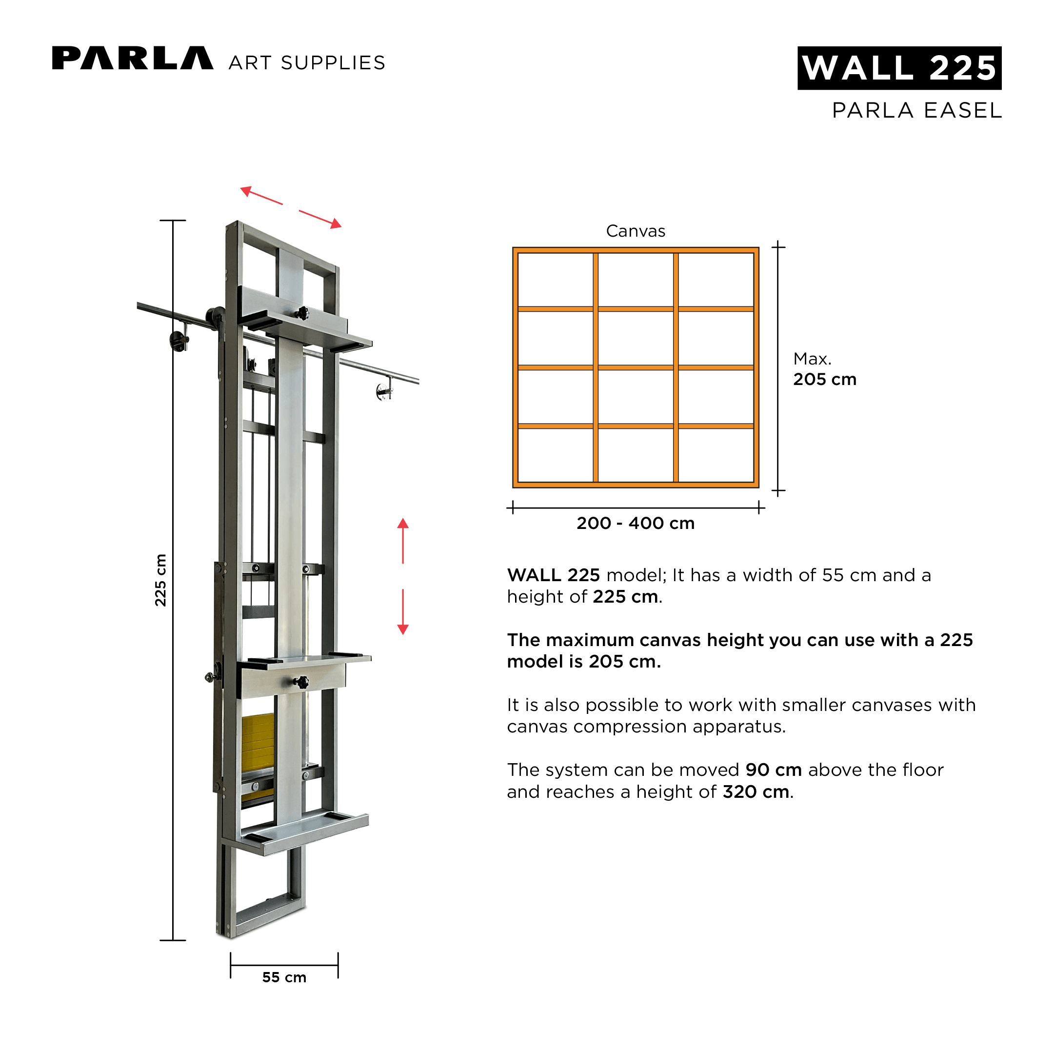 Wall Series Easels: Professional Aluminum Portable Custom Design Easel Stand for Artists and Museums