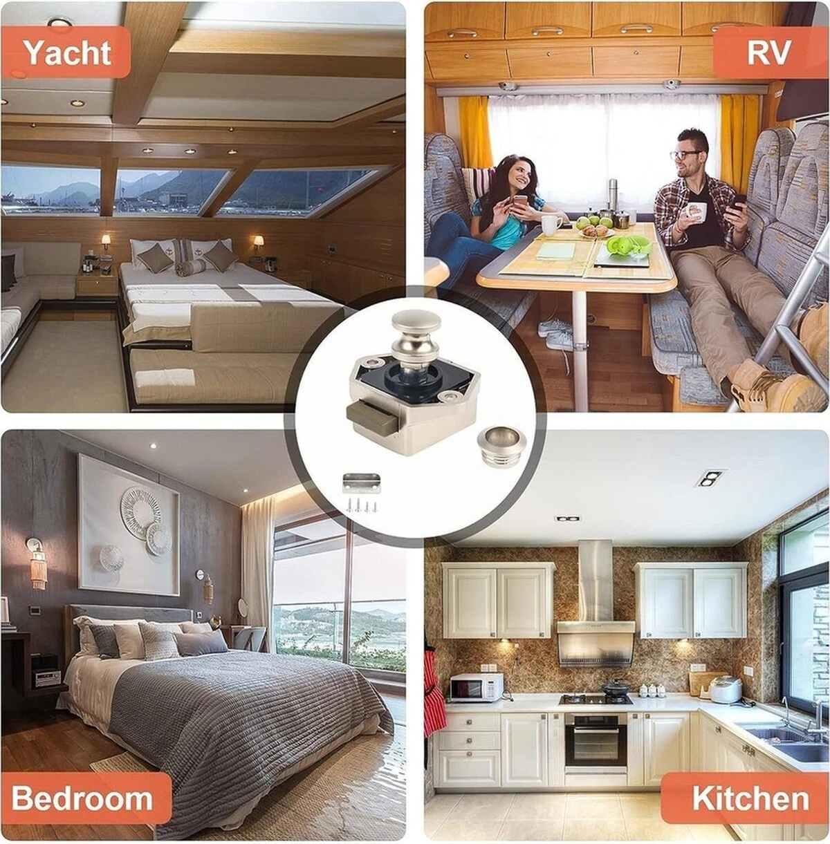 12 Adet Basmalı Kapı Kilidi, Anahtarsız Dolap Basmalı Düğme Düğme Kilit Karavan Van Yat Çekmece