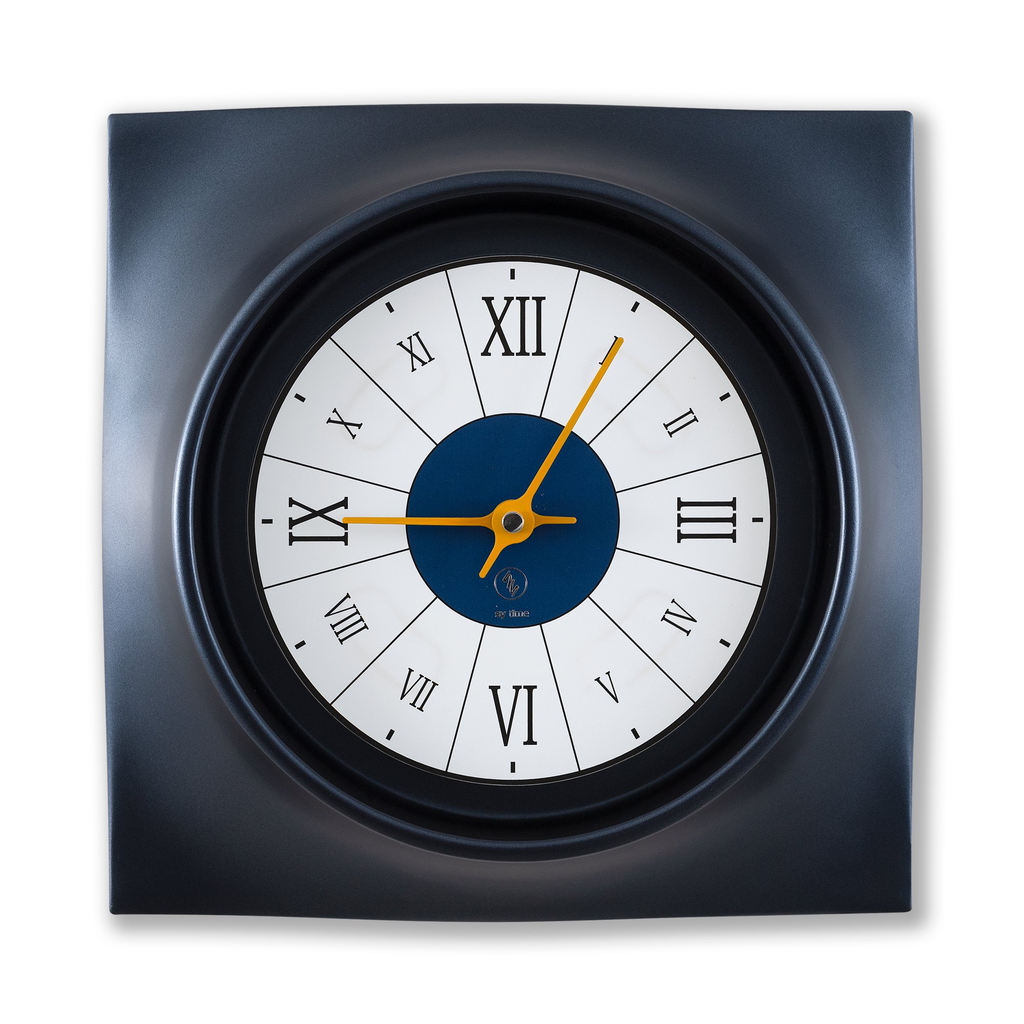 SY Time Avşa 40 CM Wall Clock Patented Magnetic Dial System, Adjustable Hands, Fiberglass and Aluminum Design - Midnight Blue-Metallic