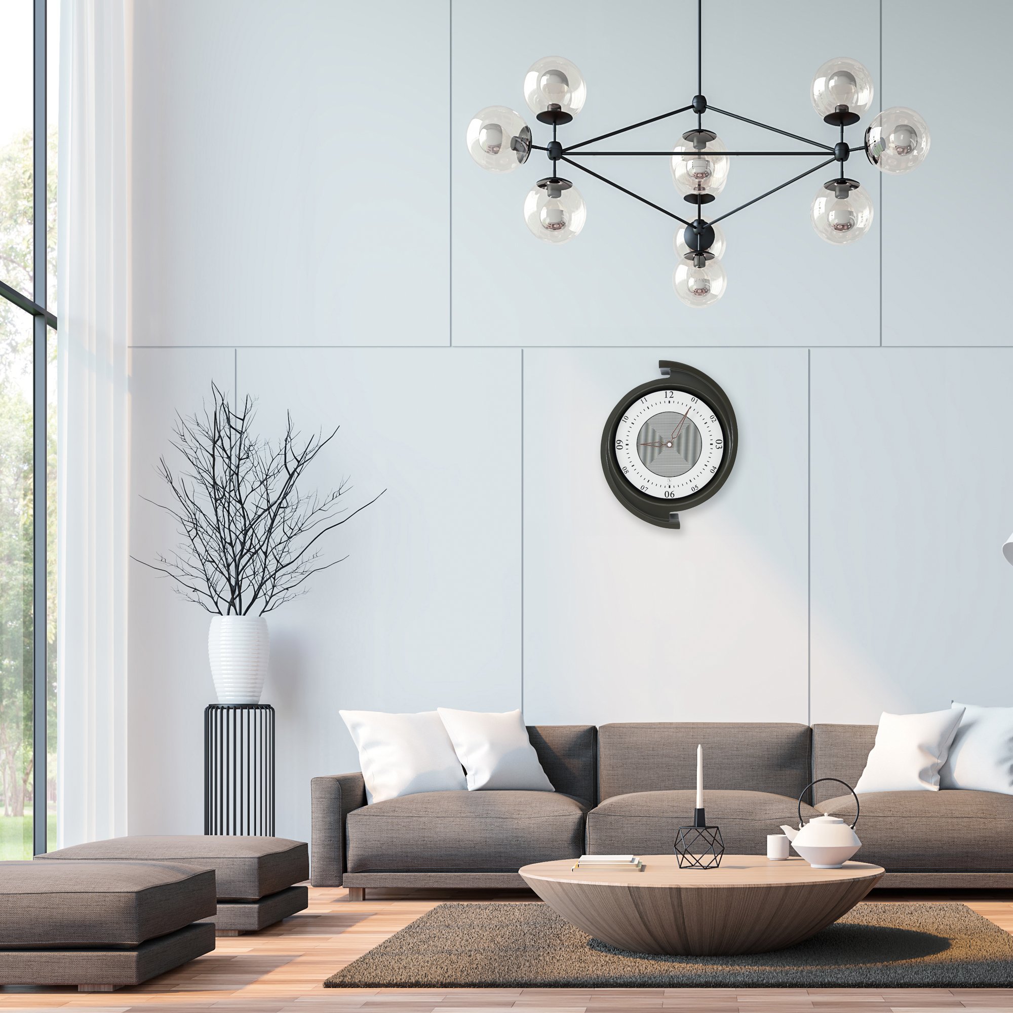 SY Time Pera 80 CM Duvar Saati - 6785 Patentli Manyetik Kadran Sistemi, Ayarlanabilir Kollar, Fiberglas ve Alüminyum Tasarım
