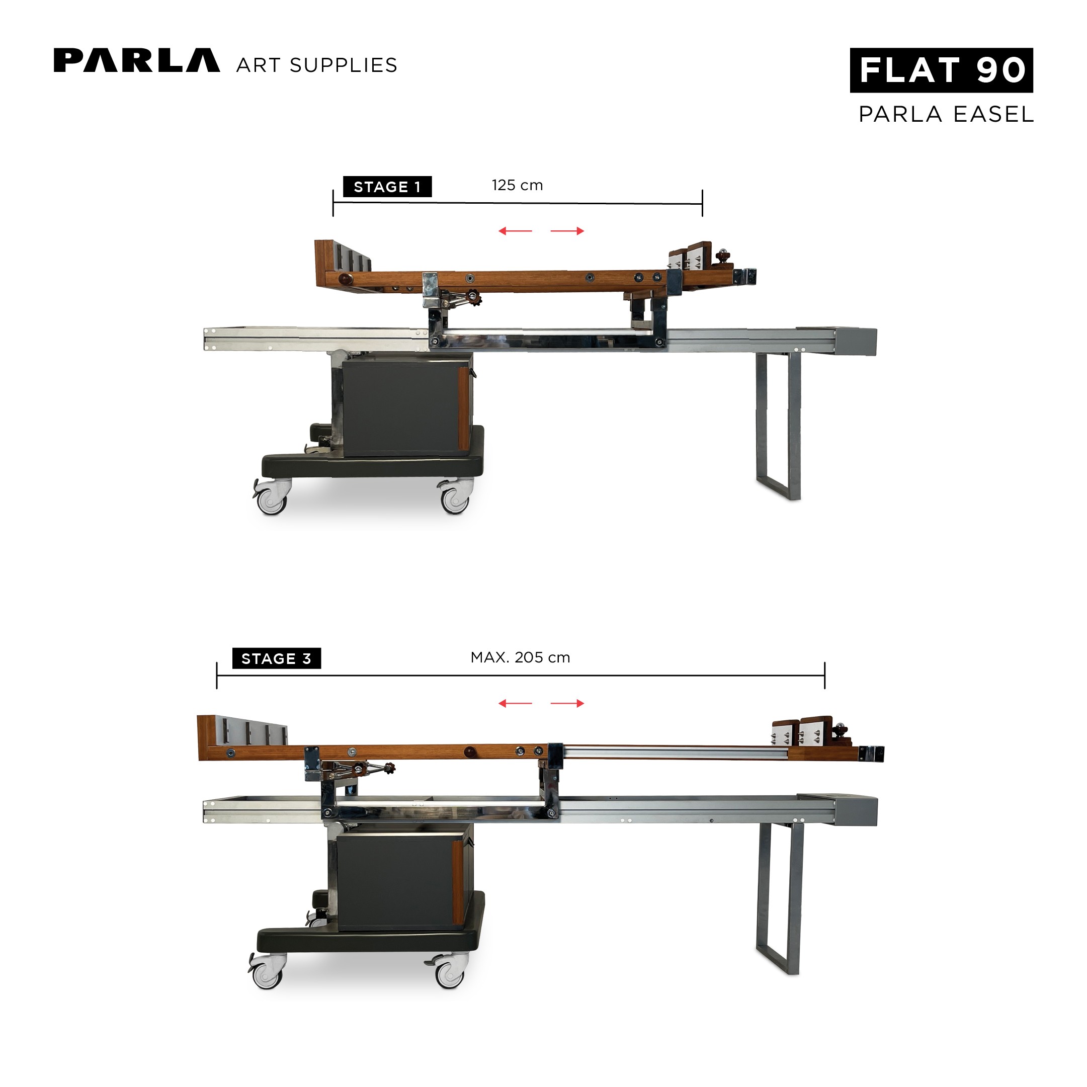 Flat Series Easel 90: Professional Iroko Wood Portable Special Design Easel Stand for Artists and Museums