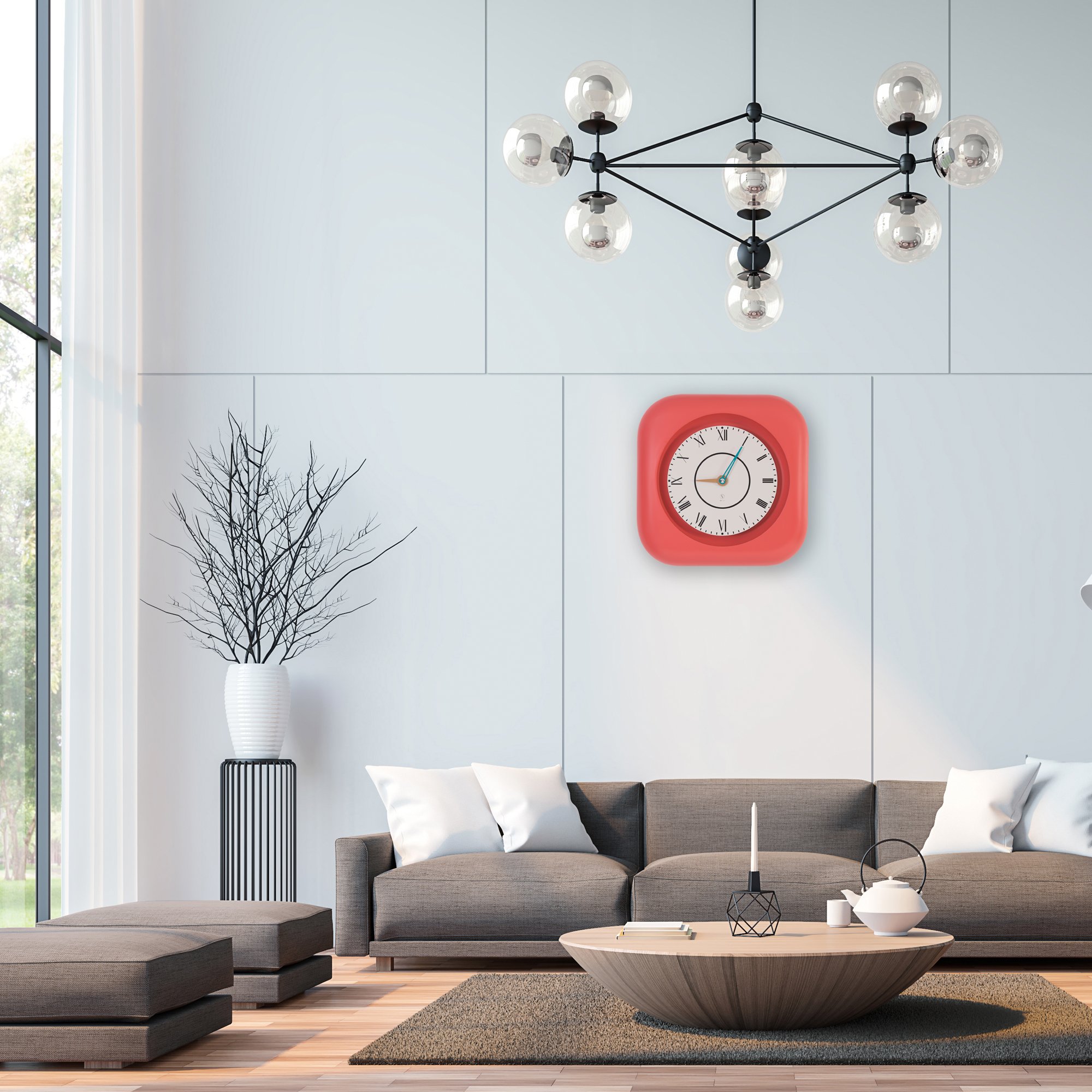 SY Time Knidos 80 CM Duvar Saati - 7164 Patentli Manyetik Kadran Sistemi, Ayarlanabilir Kollar, Fiberglas ve Alüminyum Tasarım