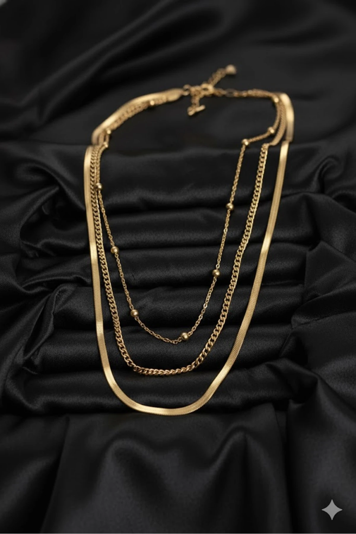 Kadın Kolye Çelik Gold Renk 3'lü 316L Kararmaz | Şık ve Dayanıklı Takı, Aksesuar