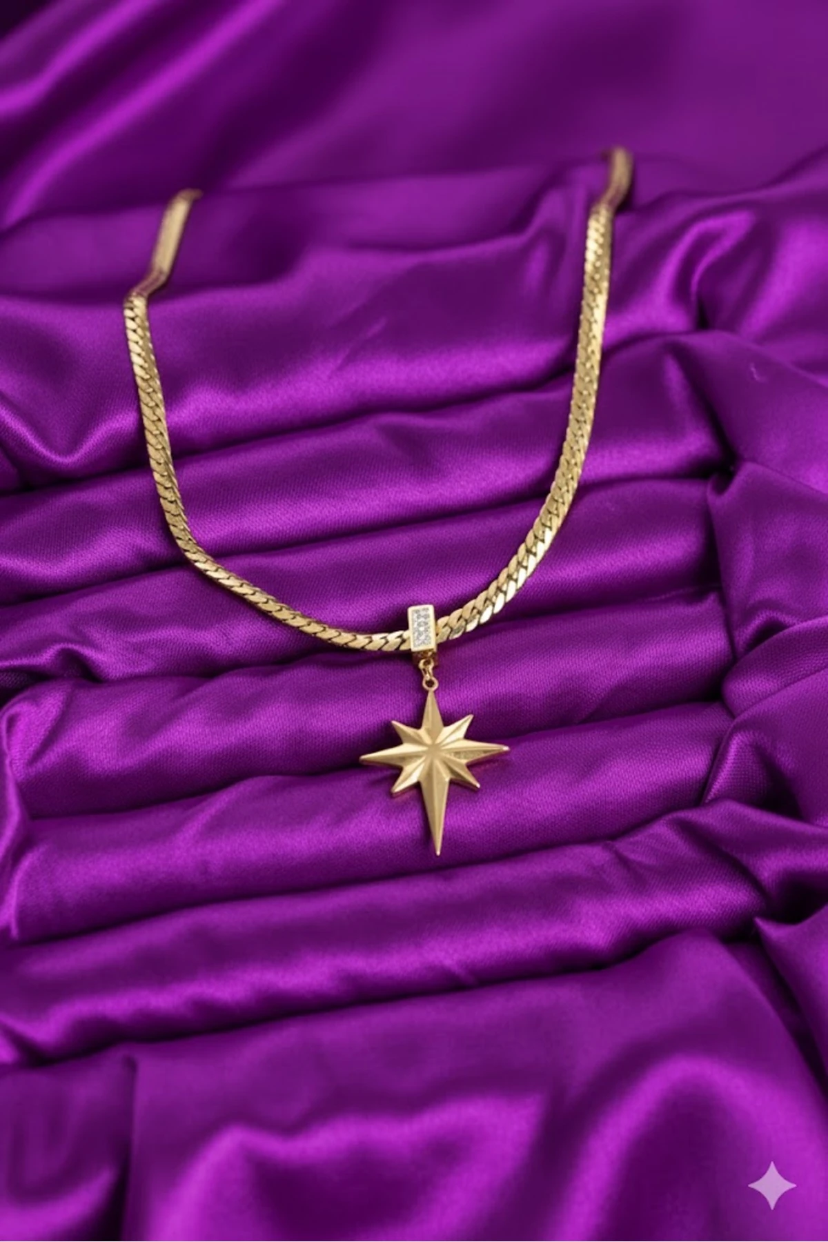 Çelik Kadın Kolye Zincir Gold Renk Kutup Yıldızı 316L Kararmaz | Şık ve Dayanıklı Takı, Aksesuar