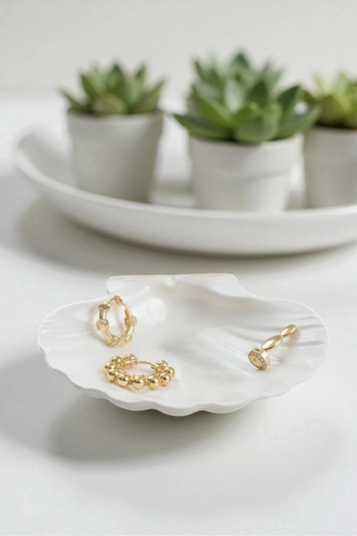 Pirinç 3'lü Kadın Küpe Zİrkon Taşlı Halka Model Gold Renk | Şık ve Dayanıklı Takı, Aksesuar