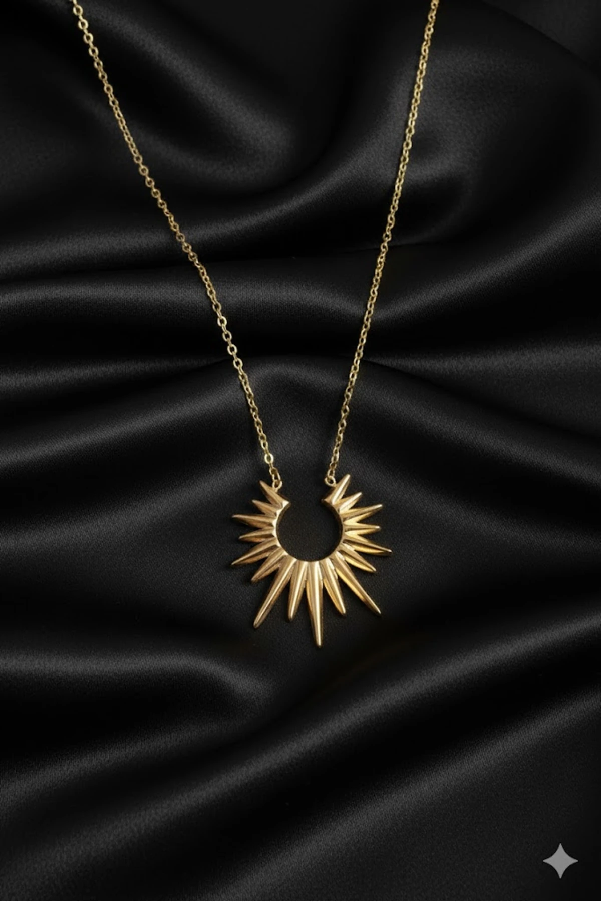 Çelik Vintage Kadın Kolye Gold Renk Güneş Model 316L Kararmaz | Şık ve Dayanıklı Takı, Aksesuar