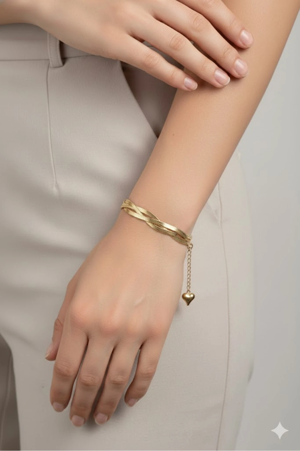 Çelik Kadın Bileklik Örgü İtalyan Zincir Model Gold Renk 316L Kararmaz | Şık ve Dayanıklı Takı