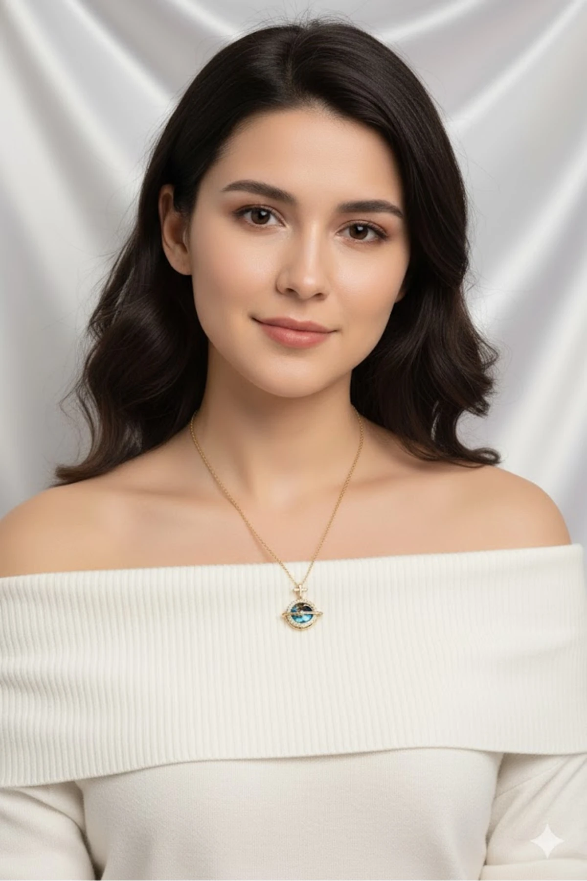 Çelik Kadın Kolye Gezegen Model Gold Renk 316L Kararmaz | Şık ve Dayanıklı Takı, Aksesuar