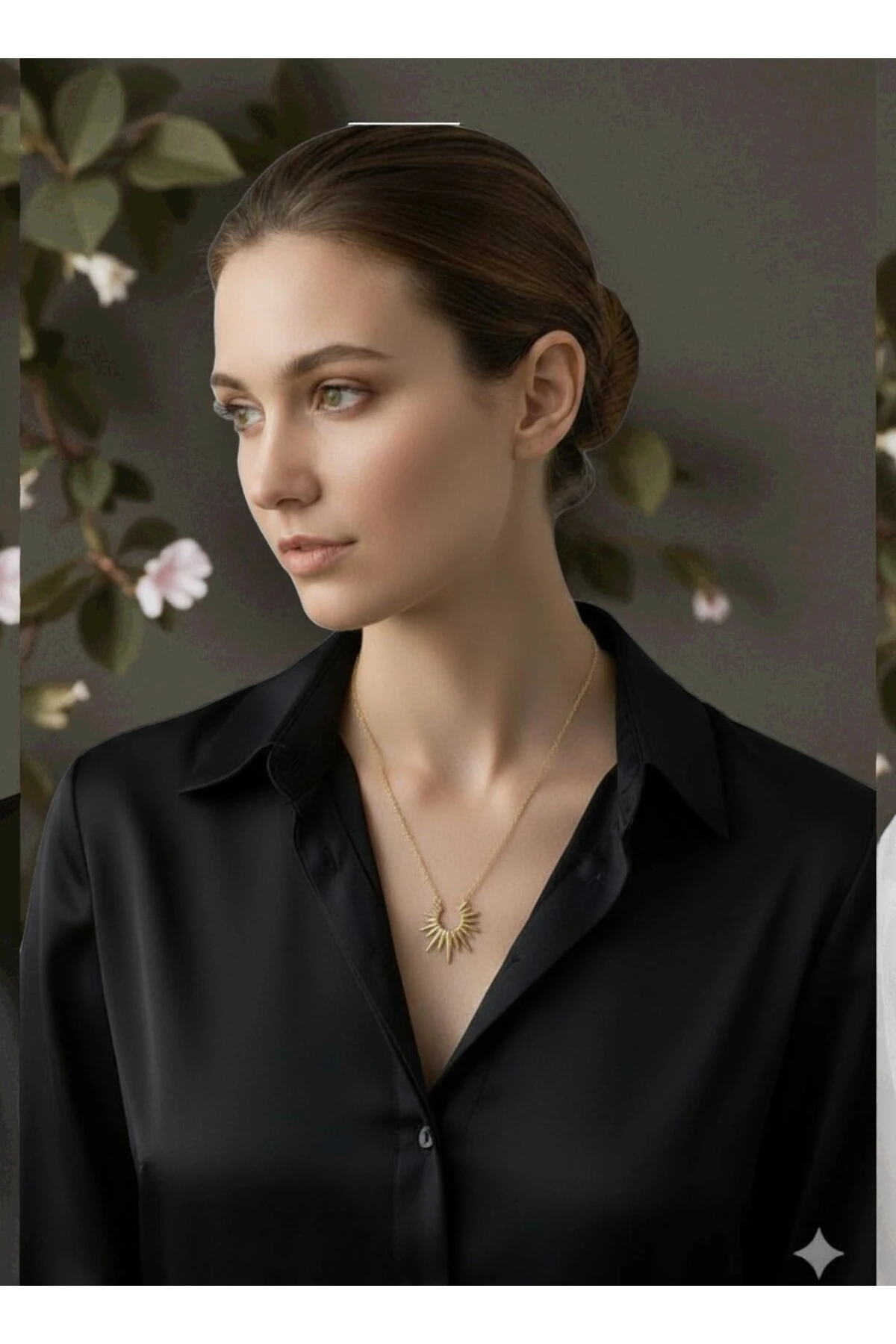 Çelik Vintage Kadın Kolye Gold Renk Güneş Model 316L Kararmaz | Şık ve Dayanıklı Takı, Aksesuar