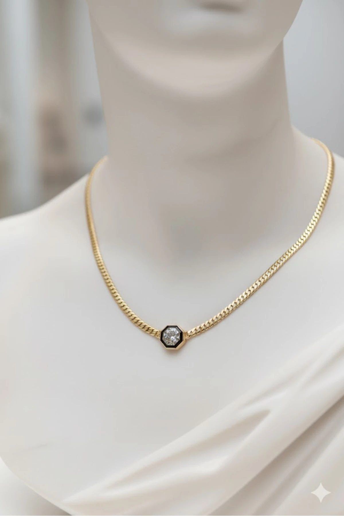 Pirinç Kadın Kolye Gold Renk Zirkon Taşlı | Şık ve Dayanıklı Takı, Aksesuar