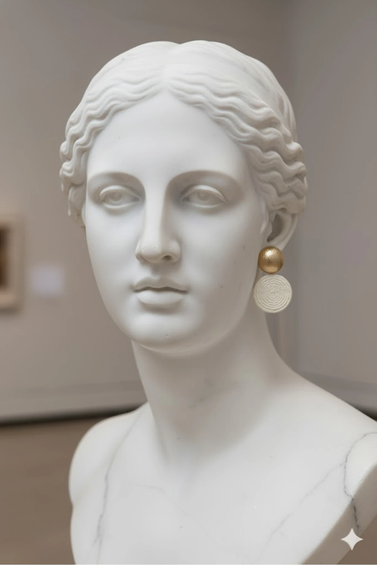 Pirinç Kadın Küpe Krem Daire Figürlü Hasır Örgü Model Gold Renk | Şık ve Dayanıklı Takı, Aksesuar