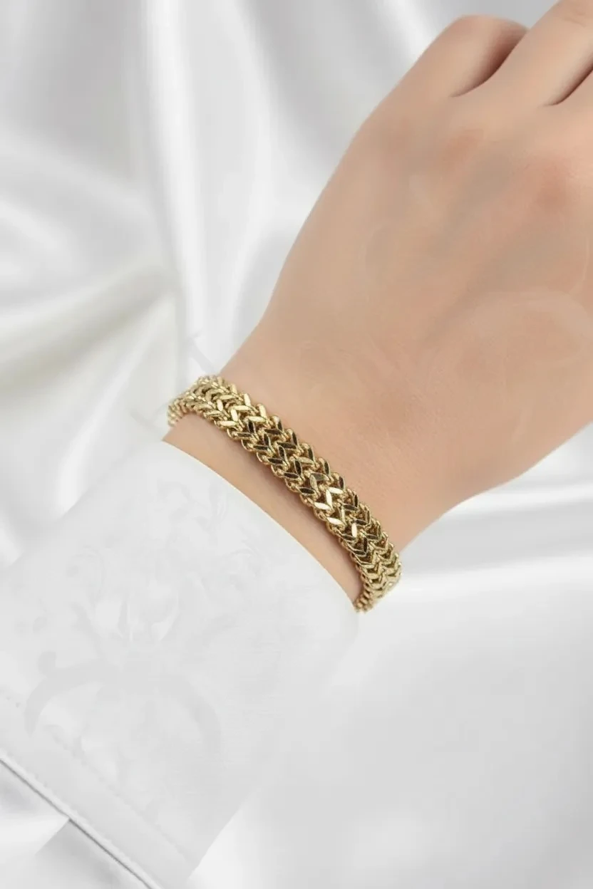 Çelik Örme Zincir Model Gold Renk Kadın Bileklik 316L Kararmaz | Şık ve Dayanıklı Takı, Aksesuar