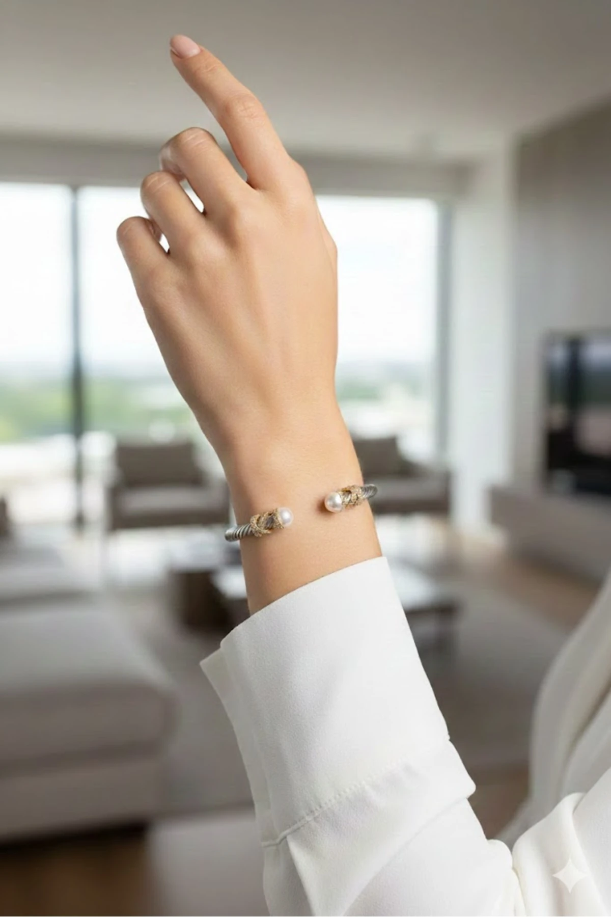 Çelik Kadın Bileklik İnci Model Gold Ve Gümüş Renk 316L Kararmaz | Şık ve Dayanıklı Takı, Aksesuar