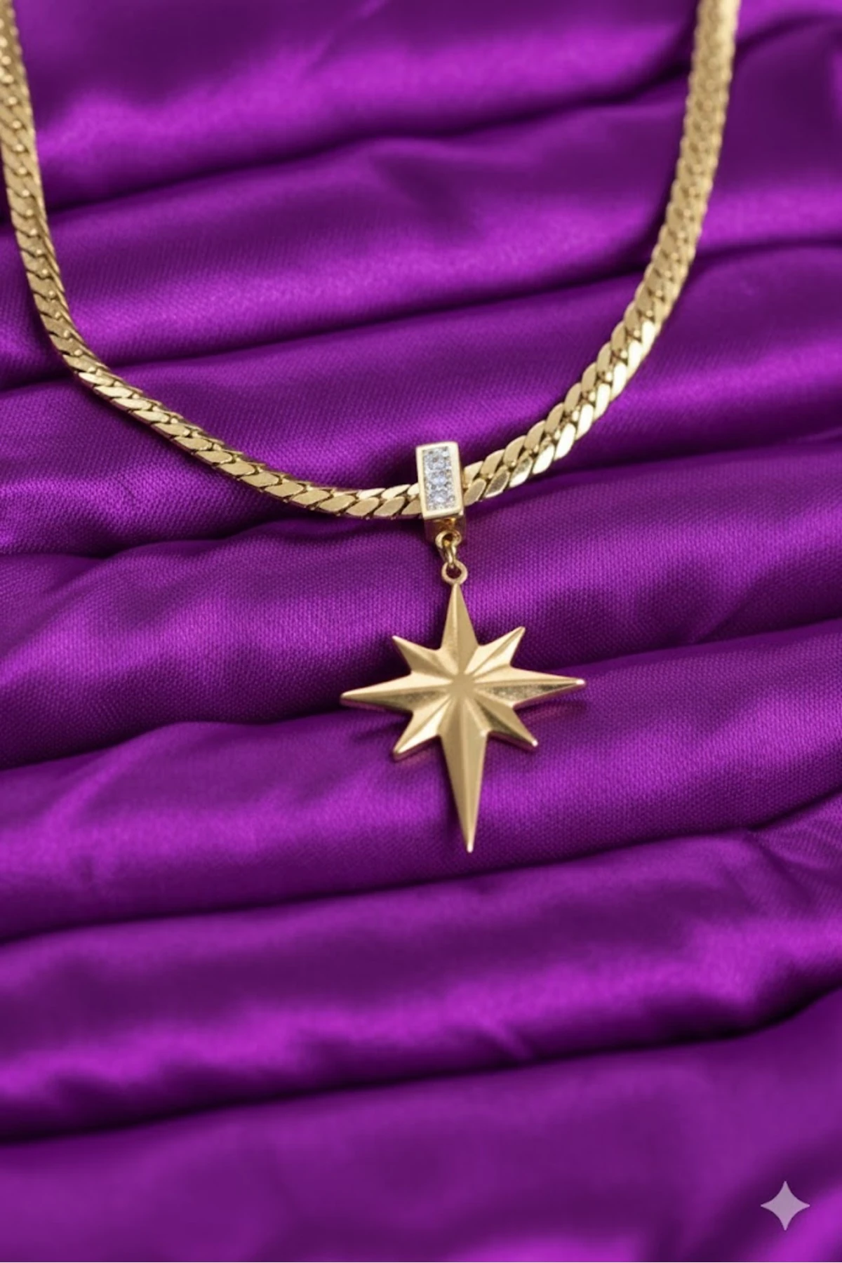 Çelik Kadın Kolye Zincir Gold Renk Kutup Yıldızı 316L Kararmaz | Şık ve Dayanıklı Takı, Aksesuar