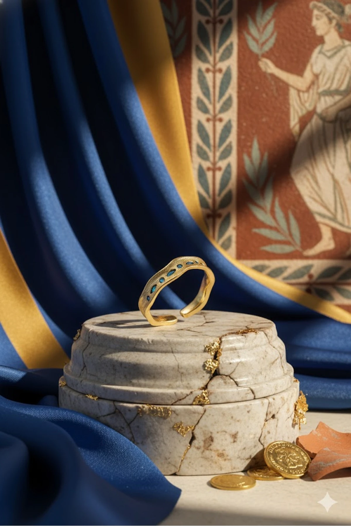 Pirinç Vintage Kadın Yüzük Gold Renk Zirkon Taşlı | Şık ve Dayanıklı Takı, Aksesuar